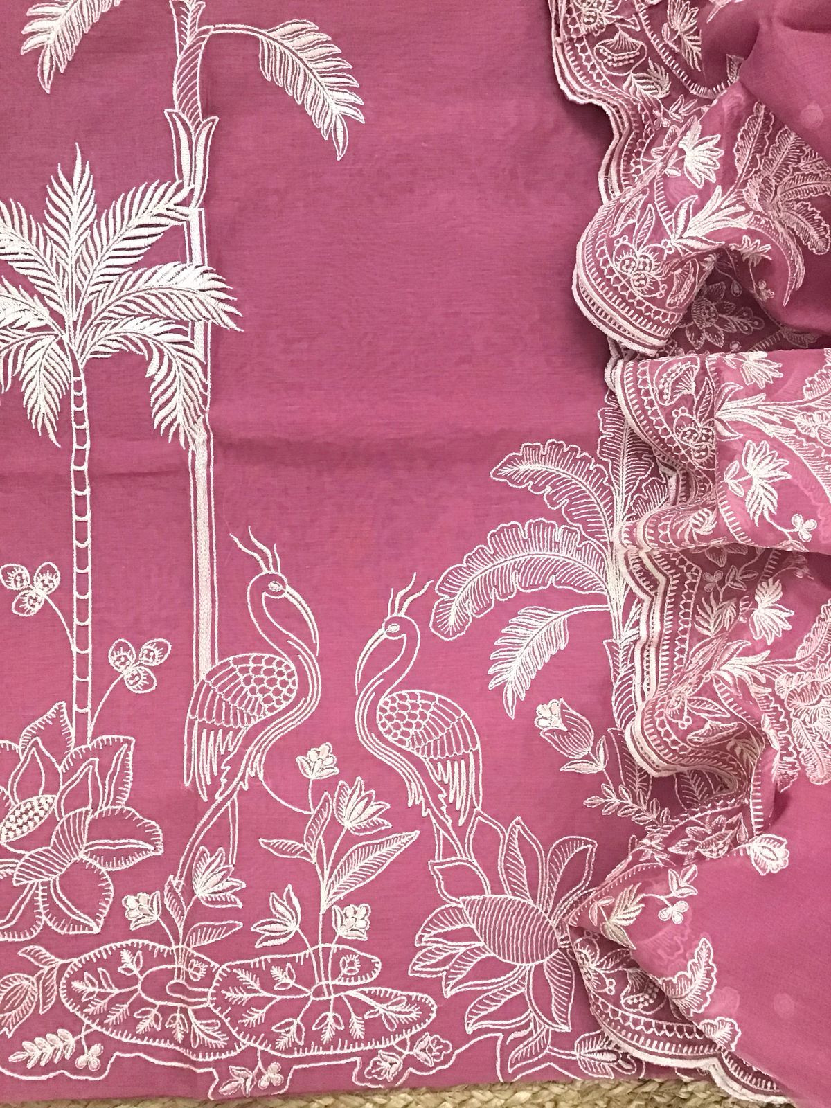 Pure Chanderi Embroidered Suit - Pink