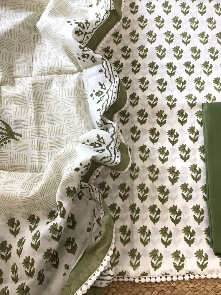 Image of Pure Cotton Printed Suit - White