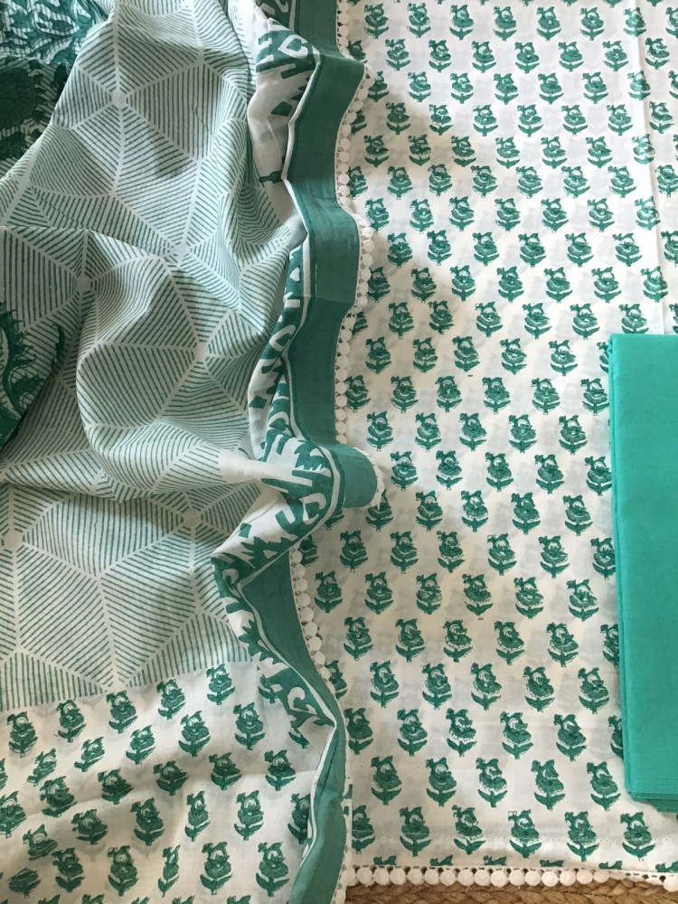 Image of Pure Cotton Printed Suit - White