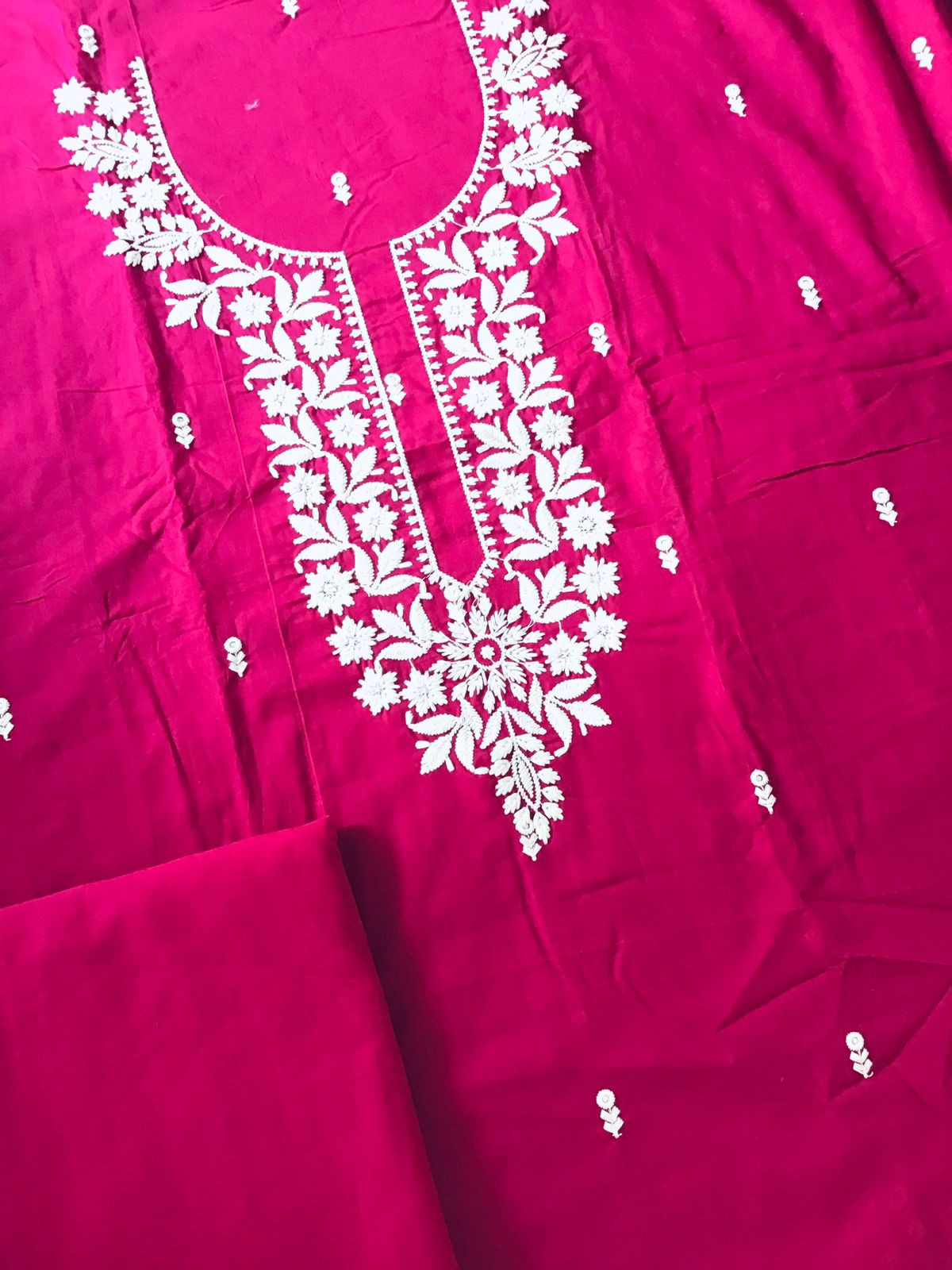 Pure Cotton Embroidered Suit - Pink