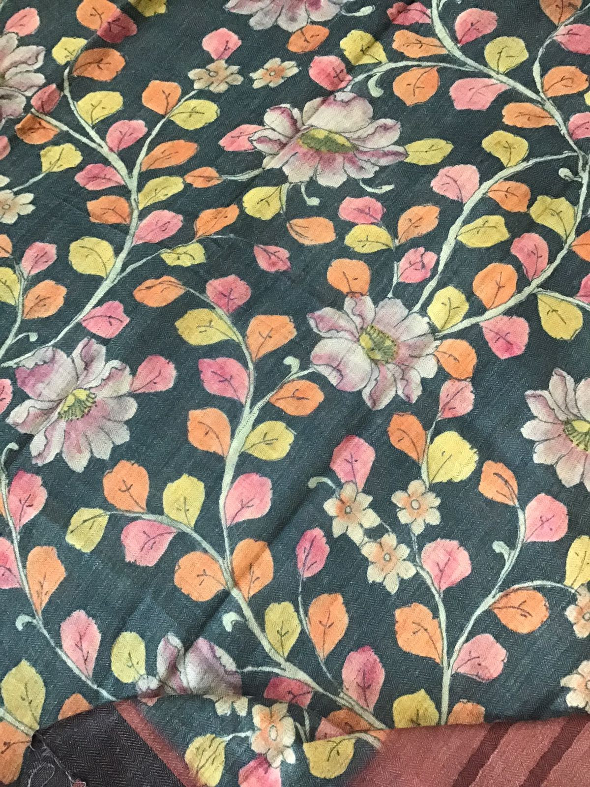 Soft Woollen Basbara Cotton Silk Self Weaved Printed Suit - Brick Red