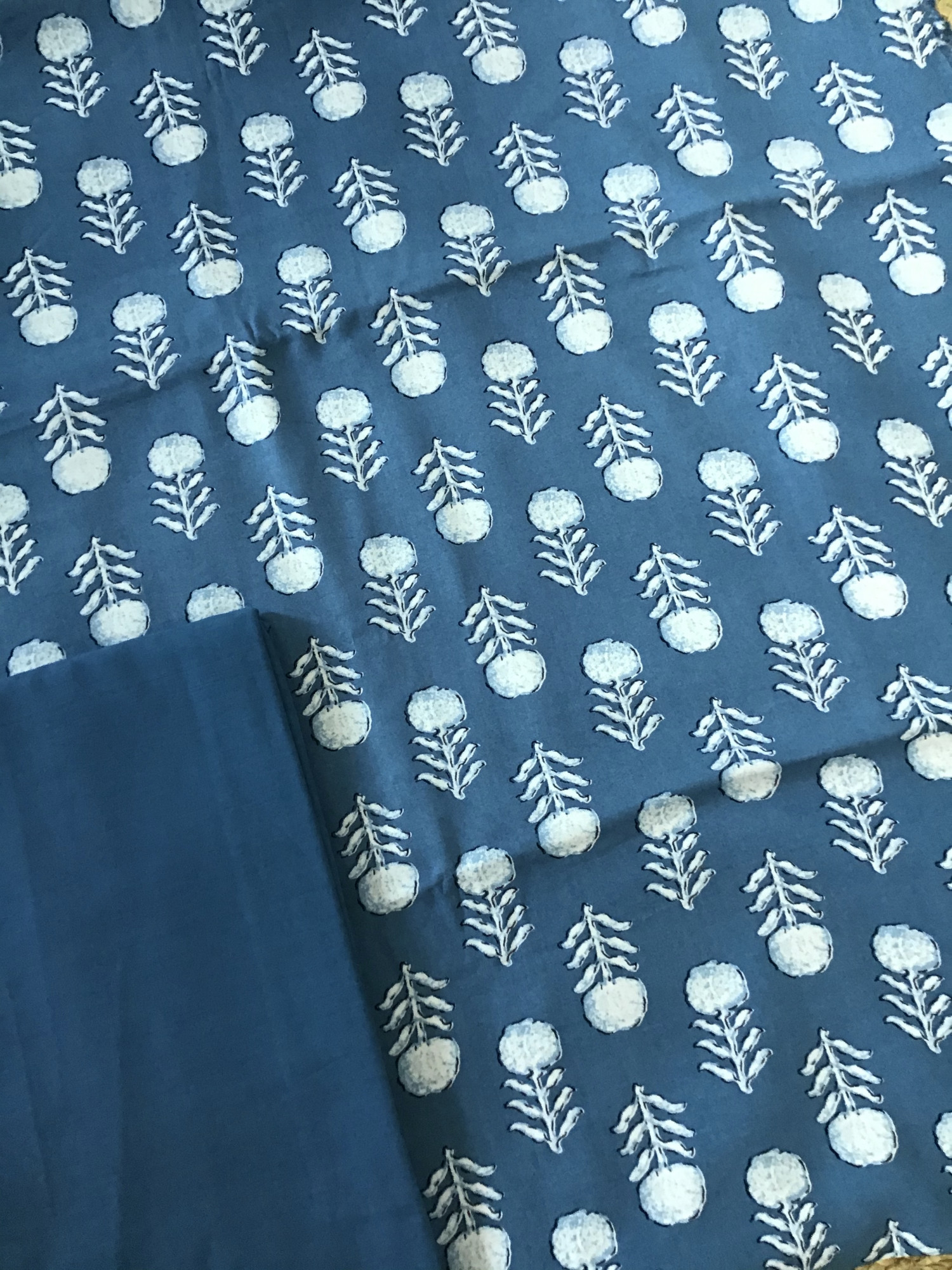 Pure Modal Silk Printed Suit - Blue