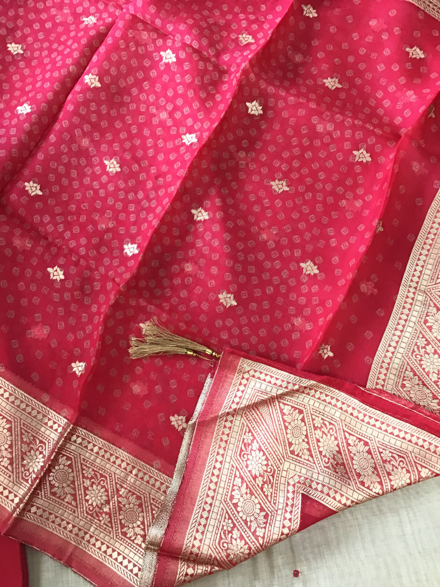 Pure slub Chanderi Embroidered Suit - BeigePink