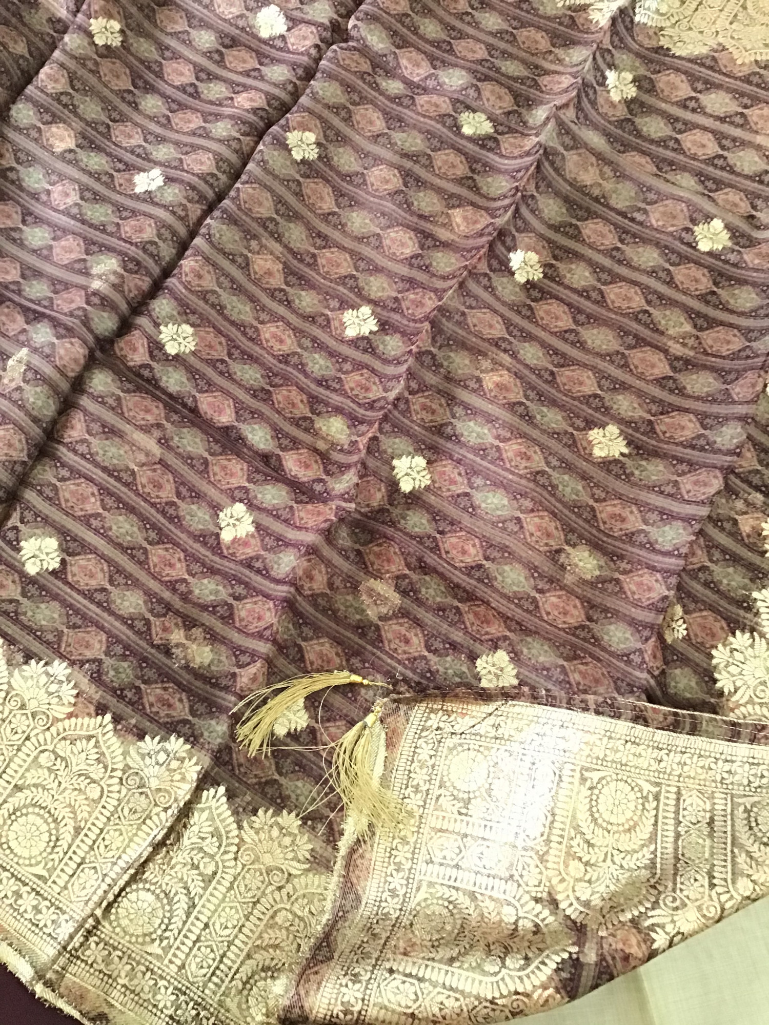 Soft Slub Chanderi Embroidered Suit - BeigeWine