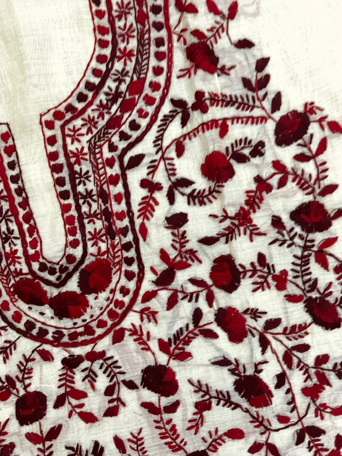 Soft Chanderi Embroidered Only Kurta Fabric - Beige