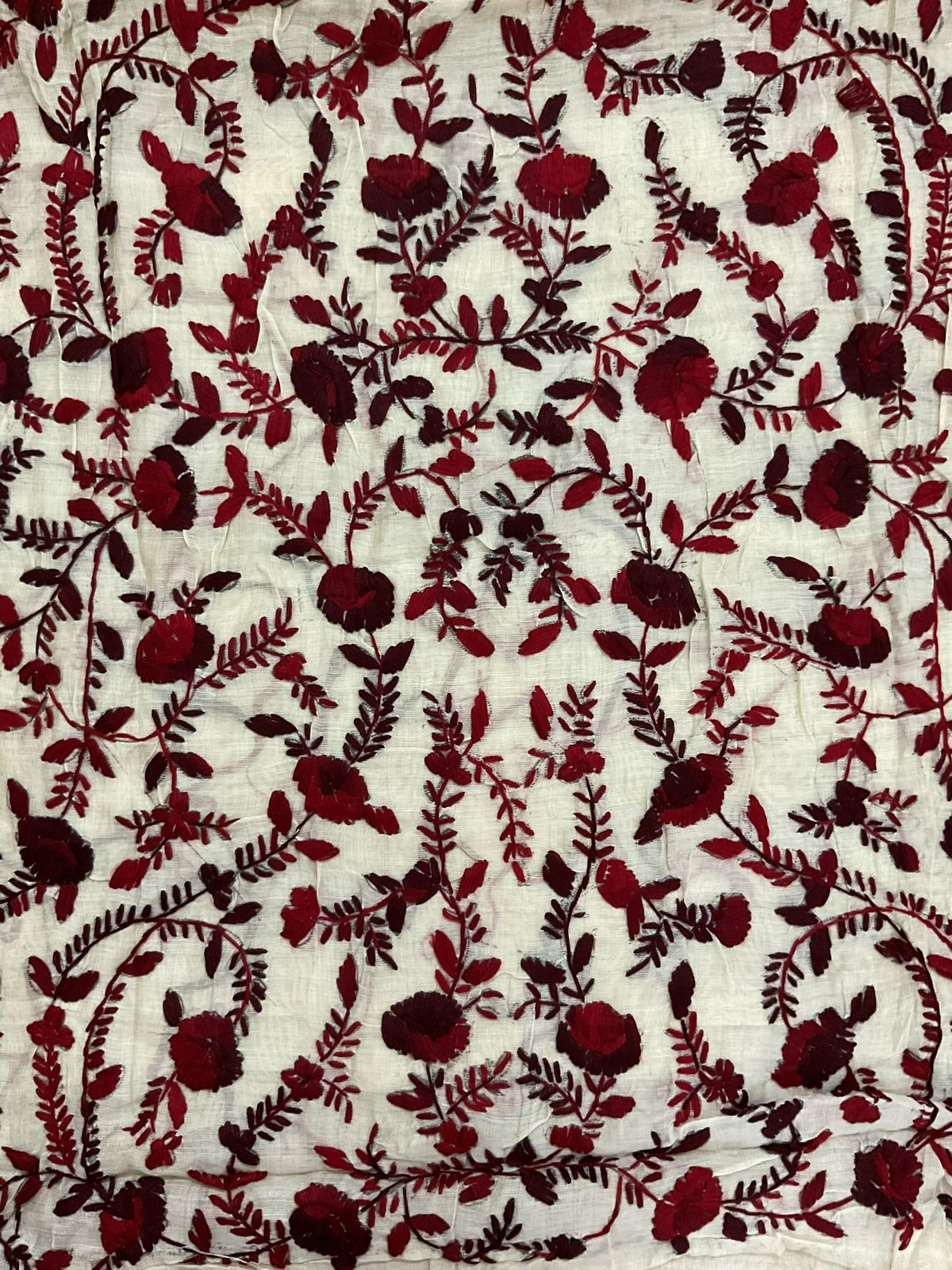 Soft Chanderi Embroidered Only Kurta Fabric - Beige