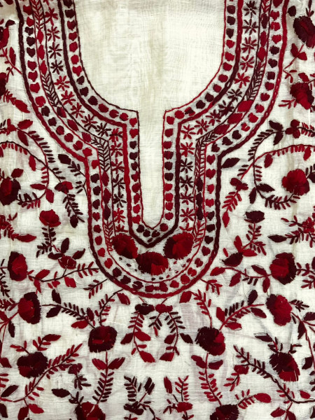 Image of Soft Chanderi Embroidered Only Kurta Fabric - Beige