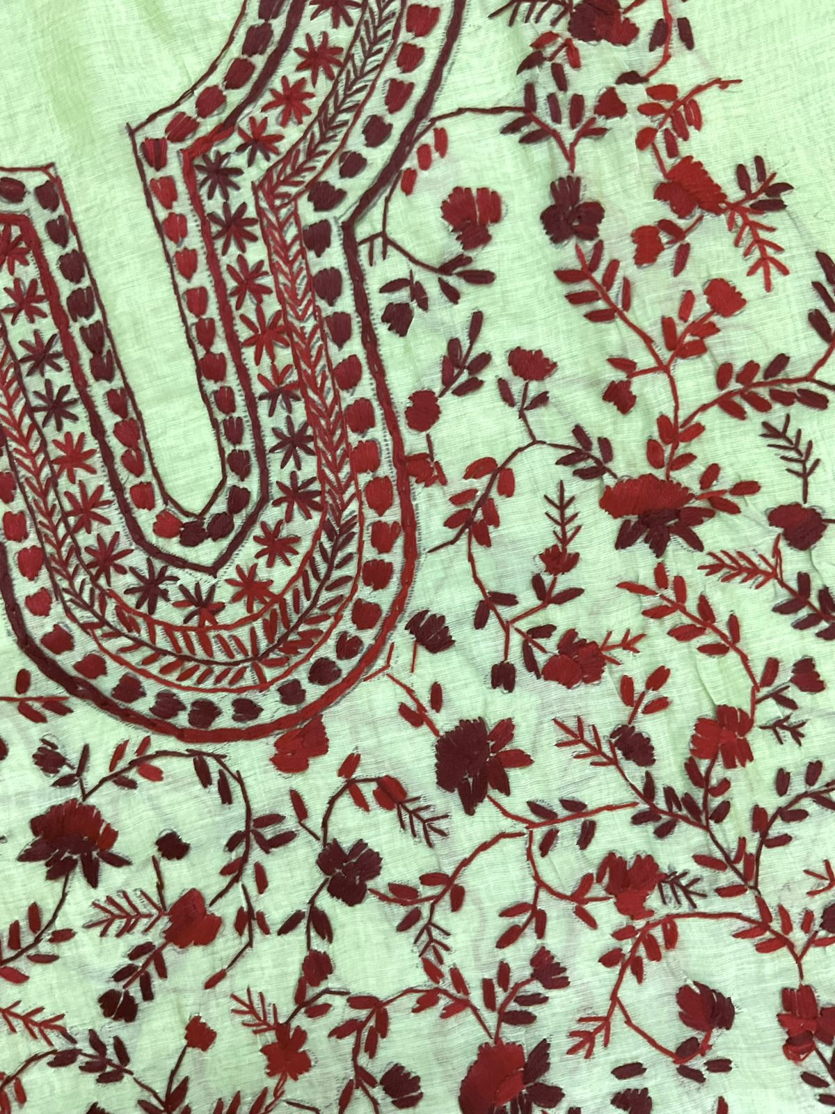 Soft Chanderi Embroidered Only Kurta Fabric - Green