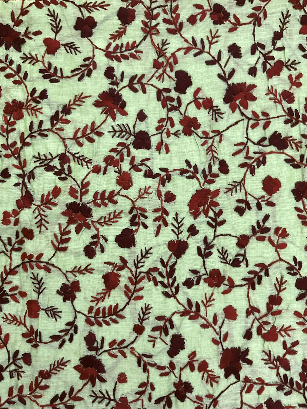 Soft Chanderi Embroidered Only Kurta Fabric - Green