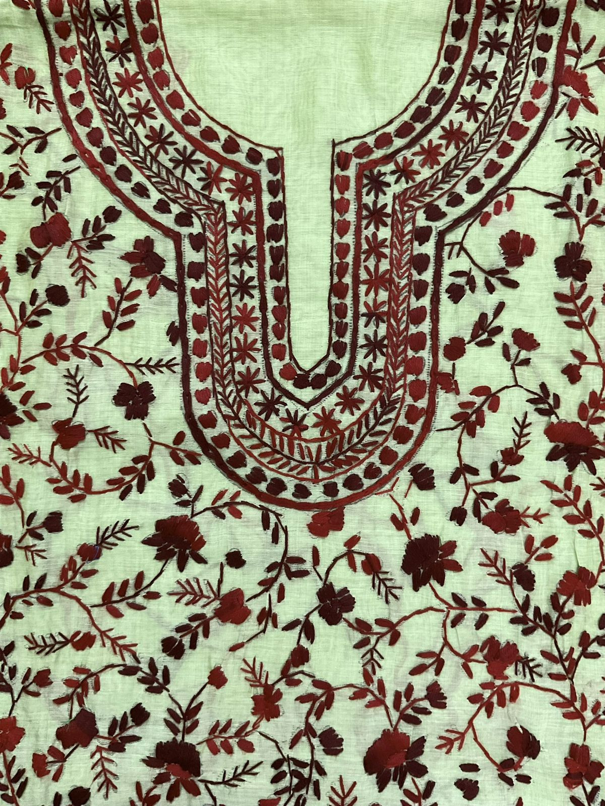 Soft Chanderi Embroidered Only Kurta Fabric - Green