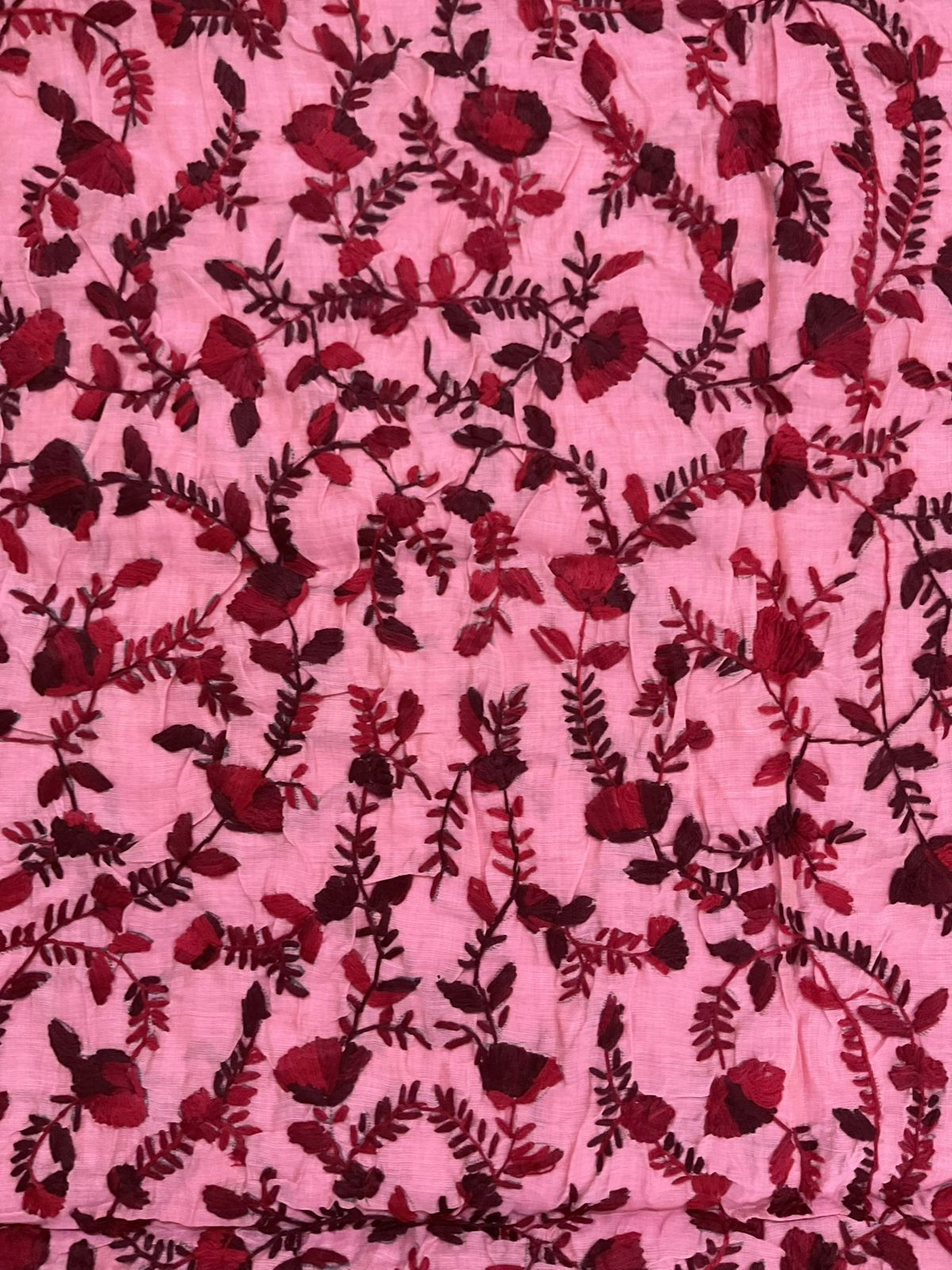 Soft Chanderi Embroidered Only Kurta Fabric - Pink