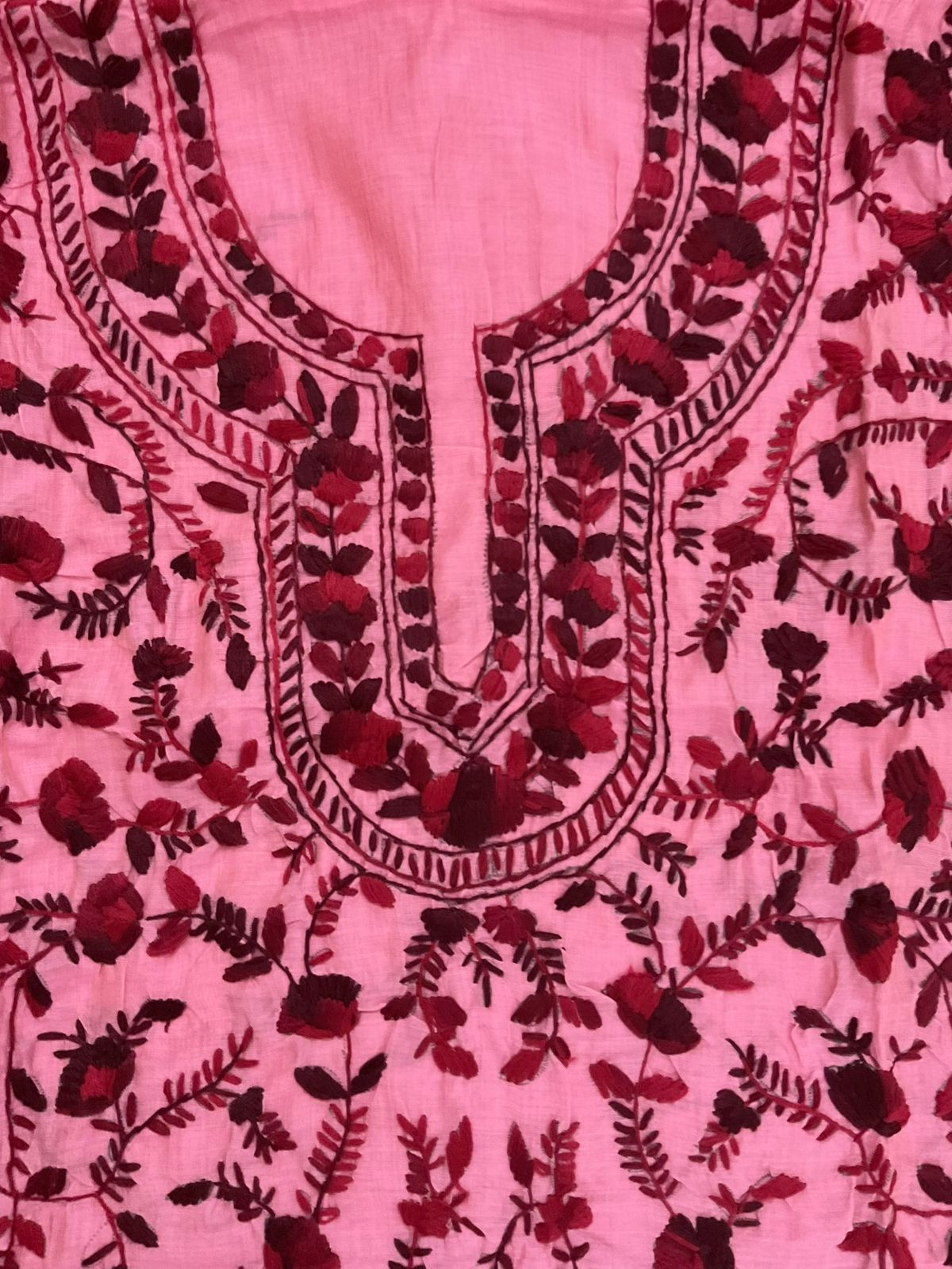 Soft Chanderi Embroidered Only Kurta Fabric - Pink