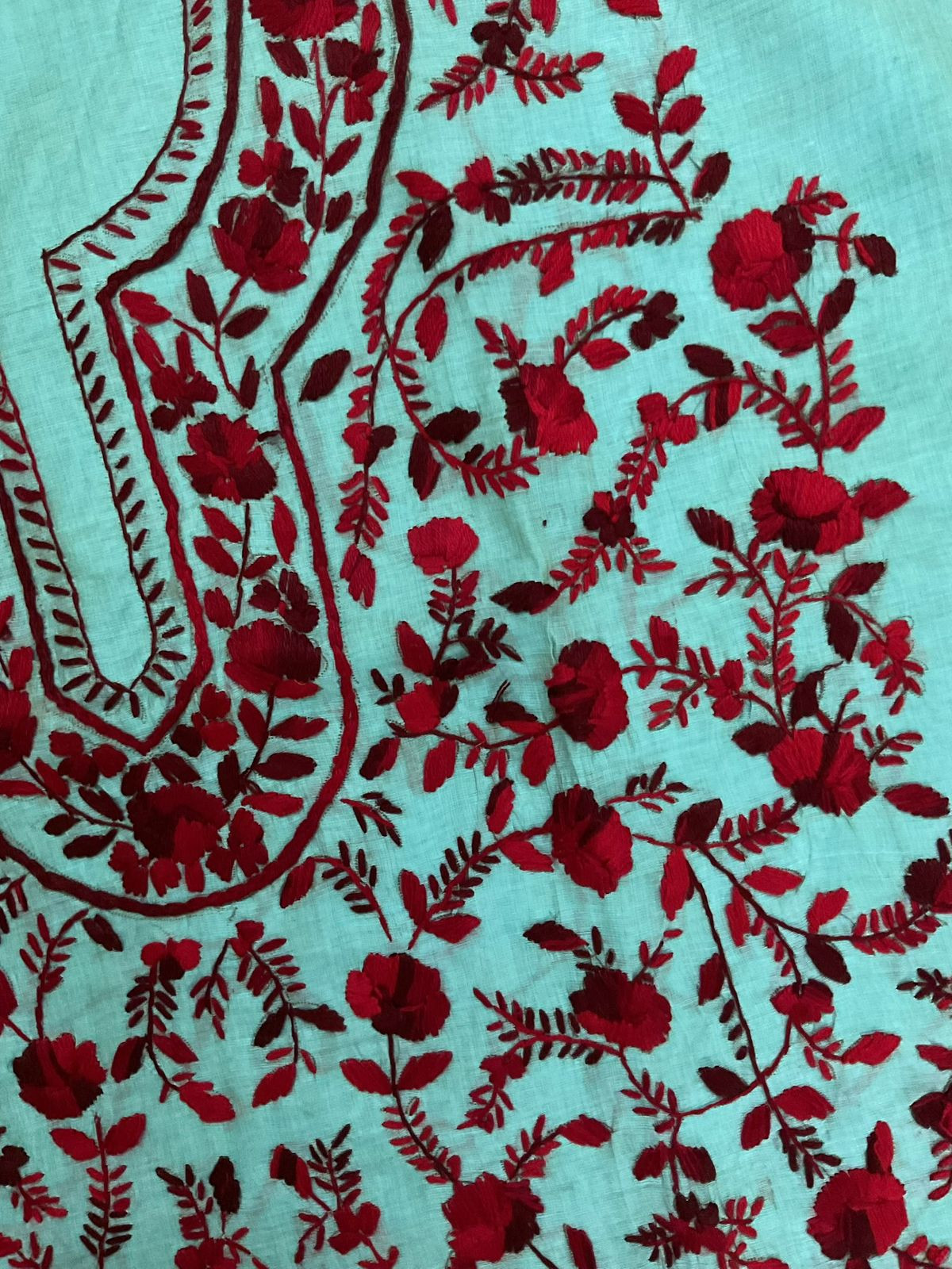 Soft Chanderi Embroidered Only Kurta Fabric - Blue