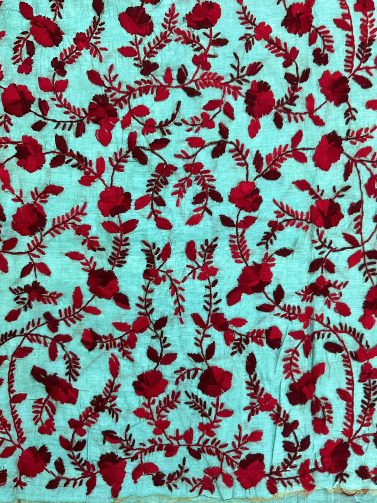 Soft Chanderi Embroidered Only Kurta Fabric - Blue