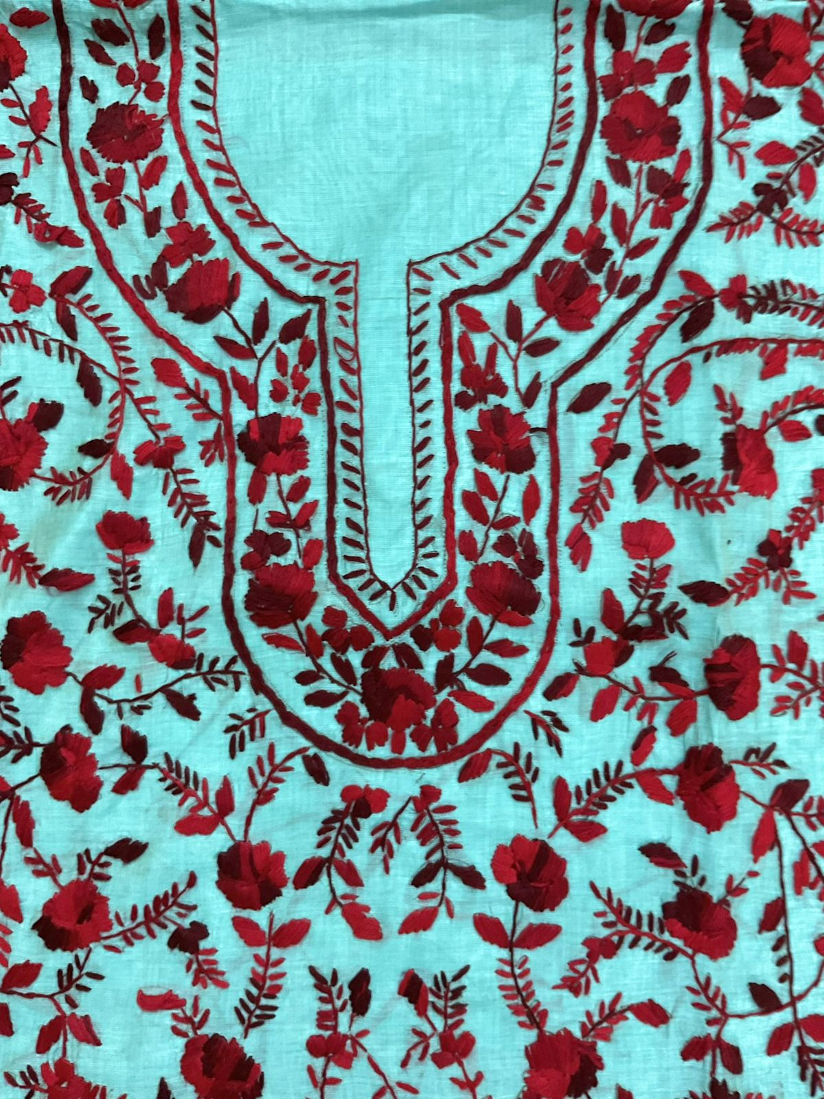 Soft Chanderi Embroidered Only Kurta Fabric - Blue