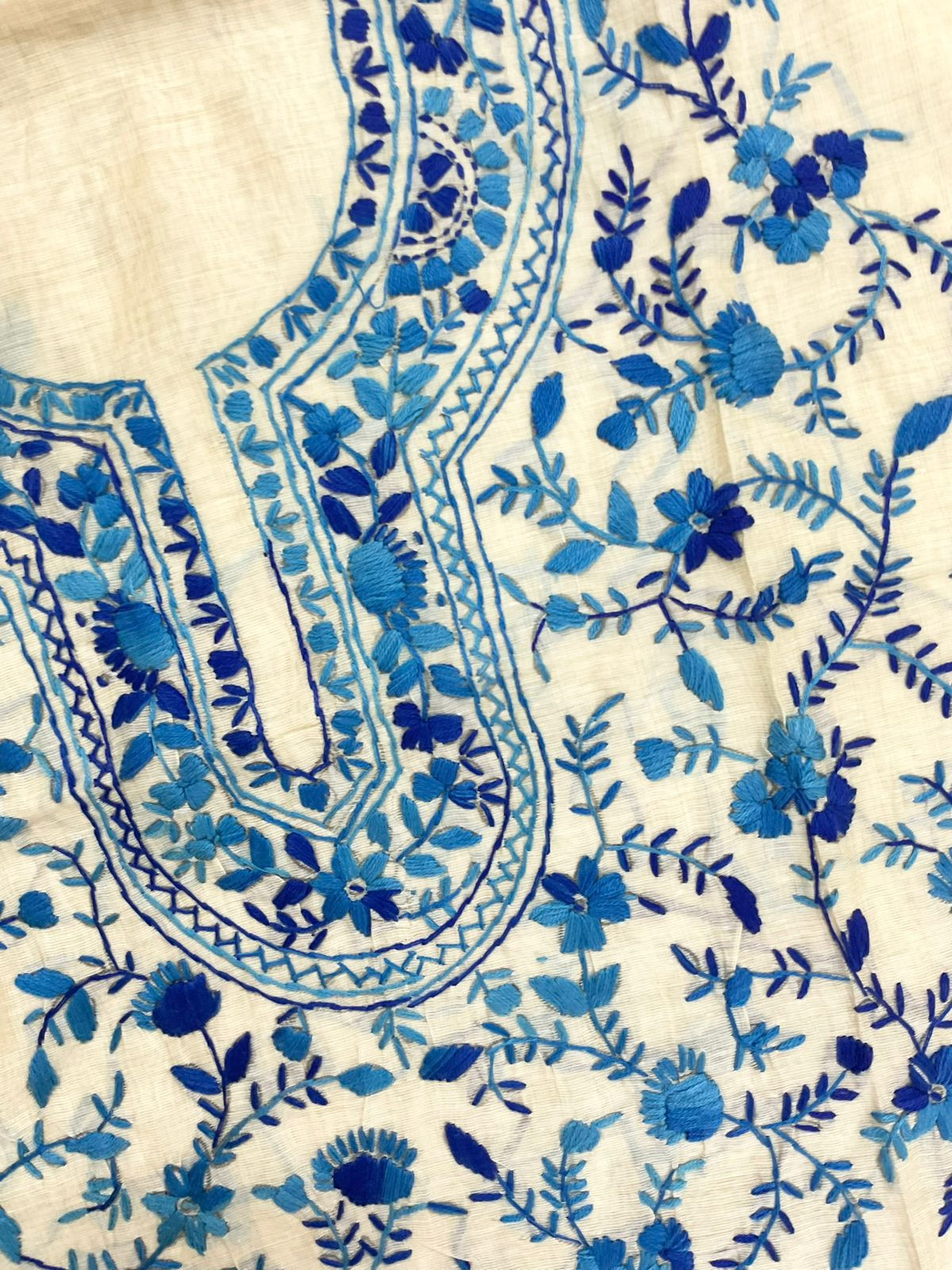 Soft Chanderi Embroidered Only Kurta Fabric - Beige