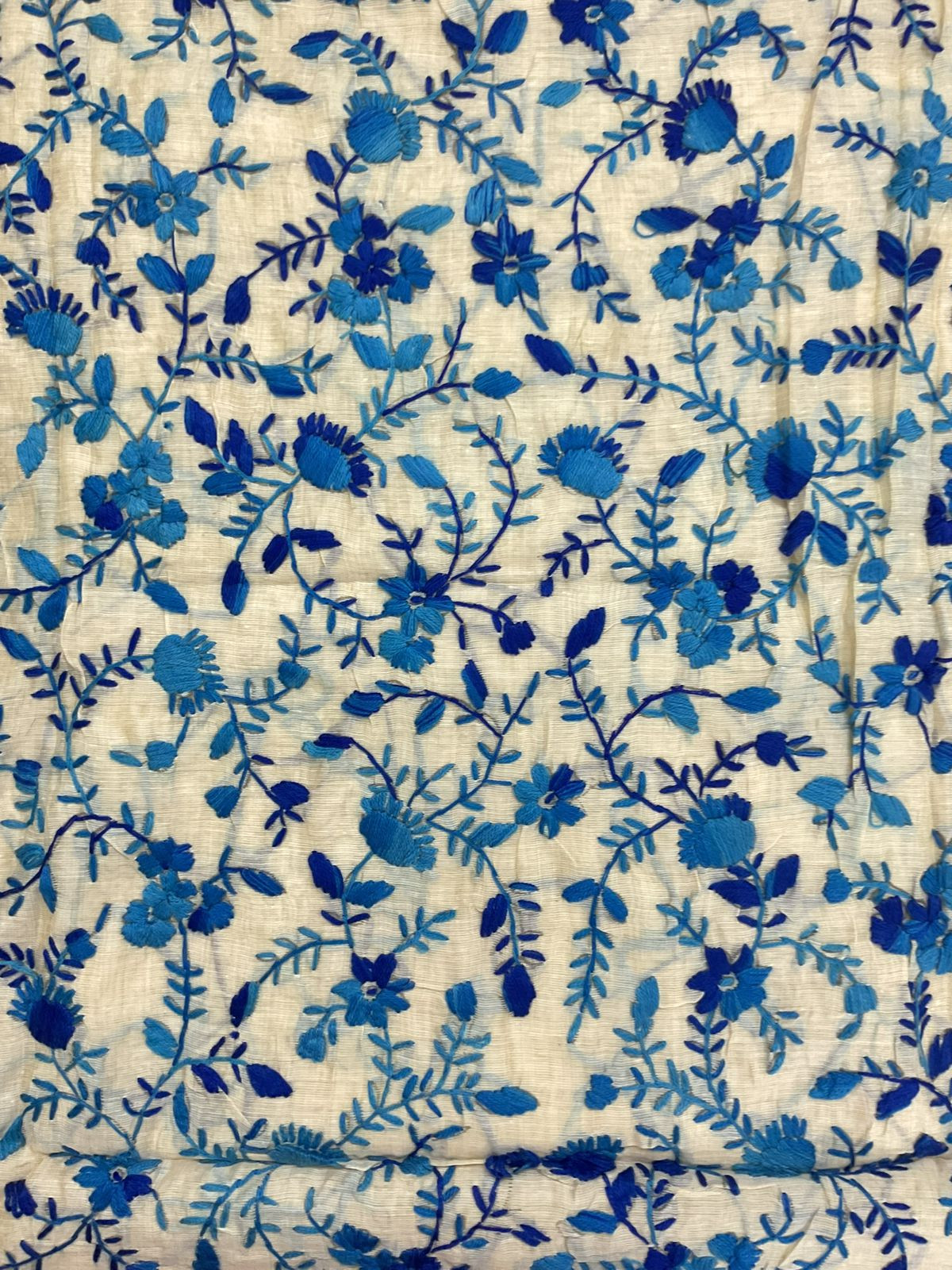 Soft Chanderi Embroidered Only Kurta Fabric - Beige