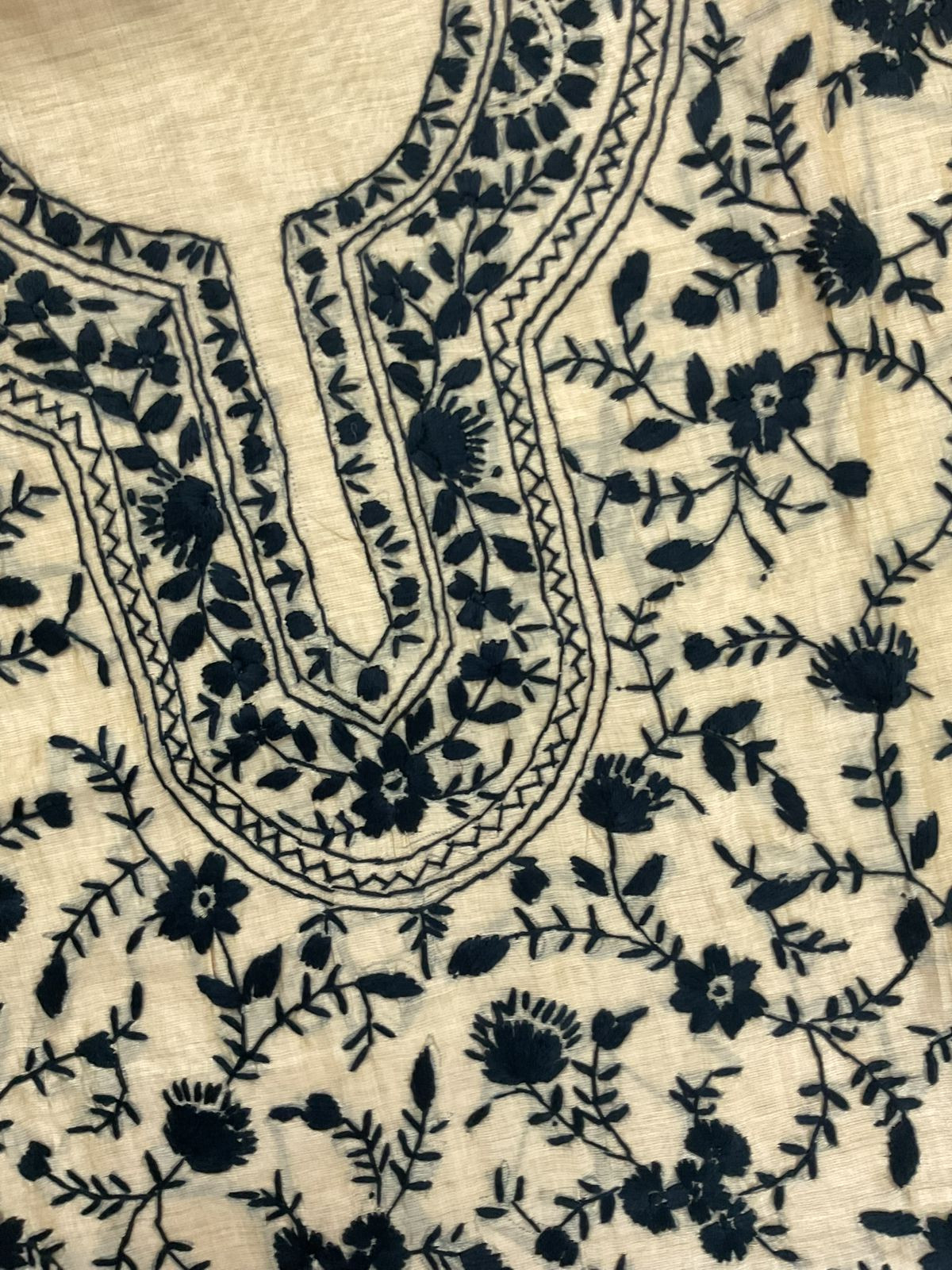 Soft Chanderi Embroidered Only Kurta Fabric - Beige