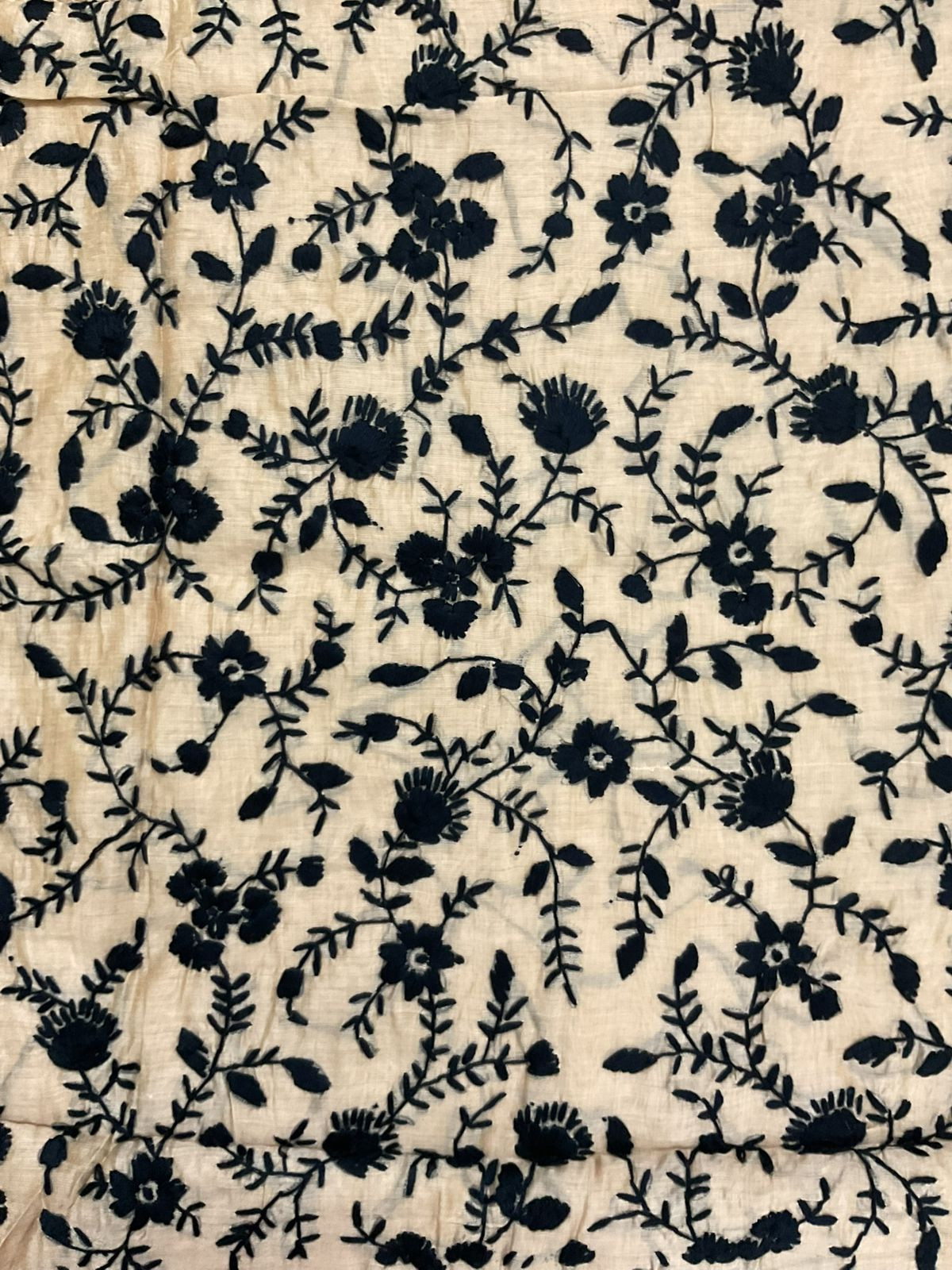 Soft Chanderi Embroidered Only Kurta Fabric - Beige