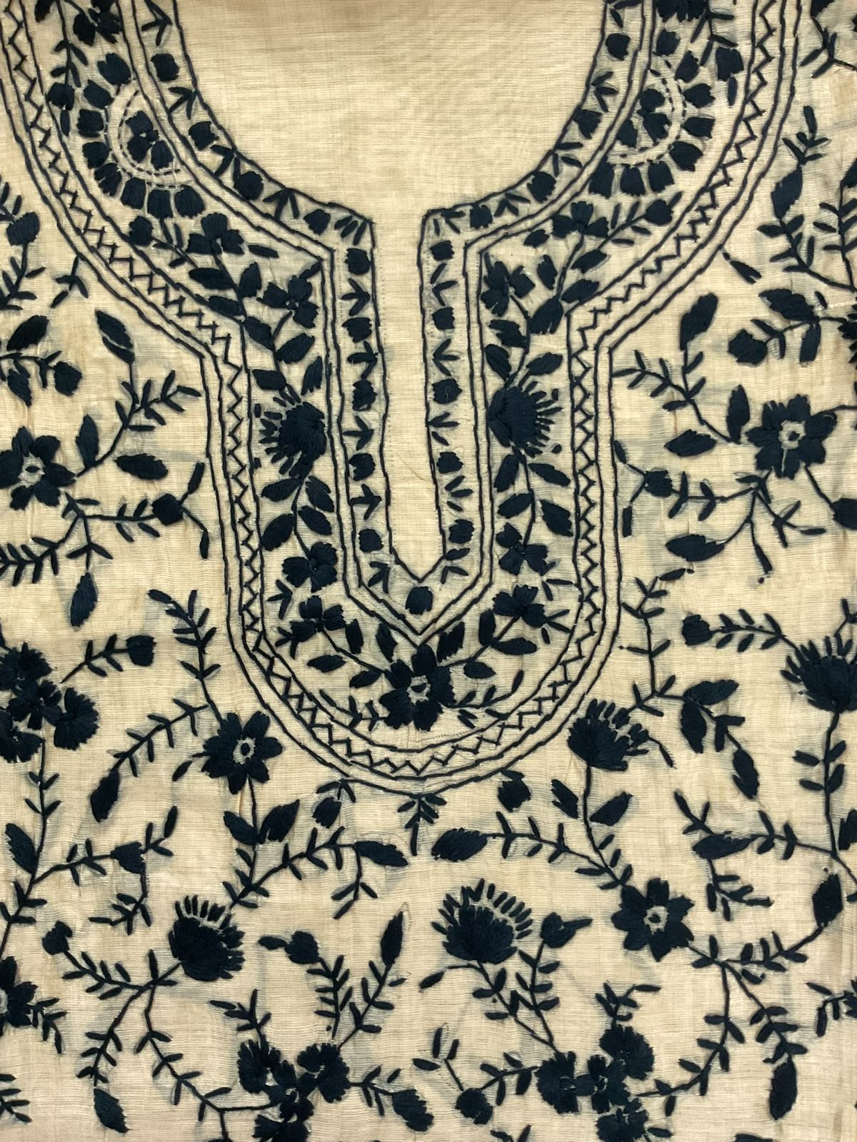 Soft Chanderi Embroidered Only Kurta Fabric - Beige