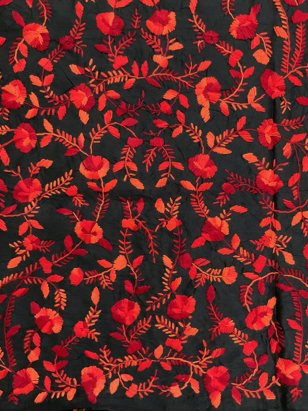 Soft Fine Tussar Embroidered Only Kurta Fabric - Black