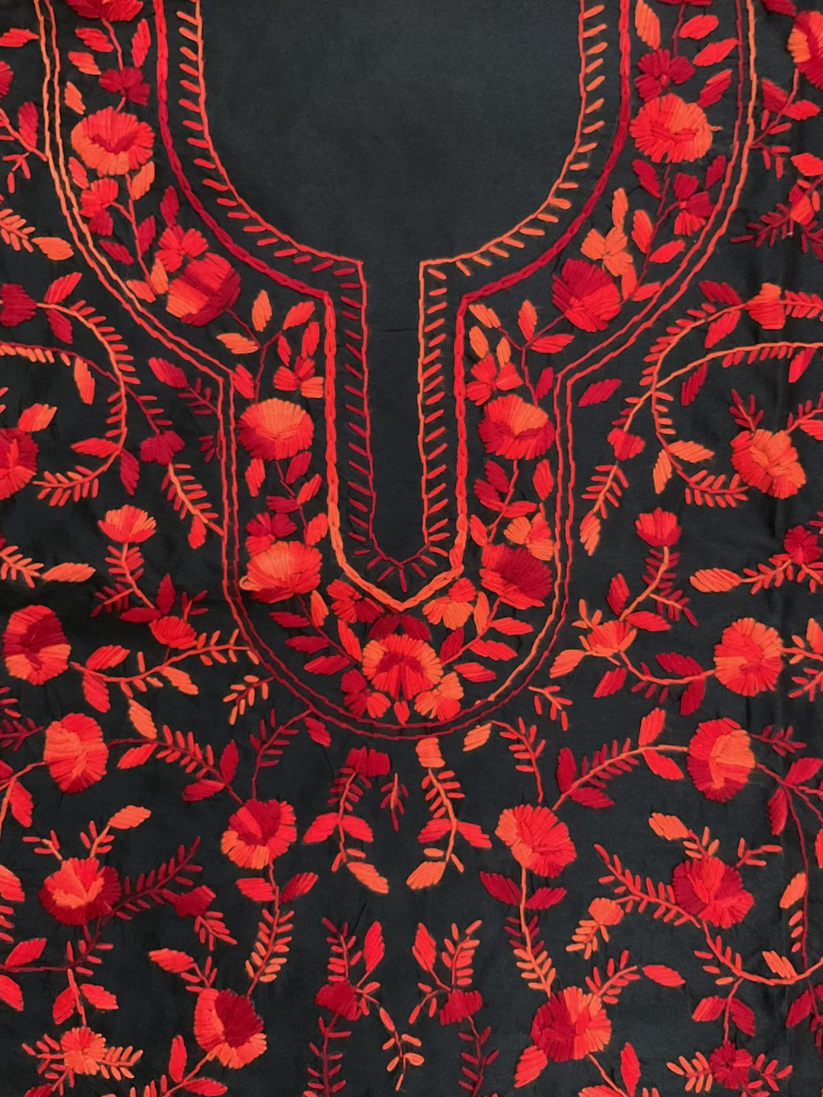 Soft Fine Tussar Embroidered Only Kurta Fabric - Black