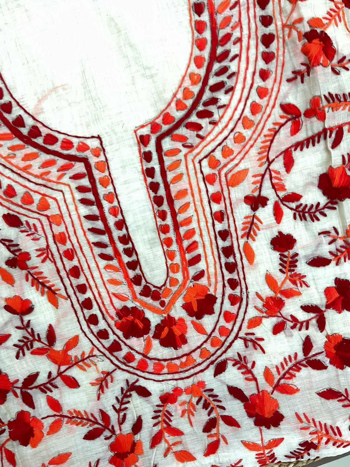 Soft Chanderi Embroidered Only Kurta Fabric - Beige