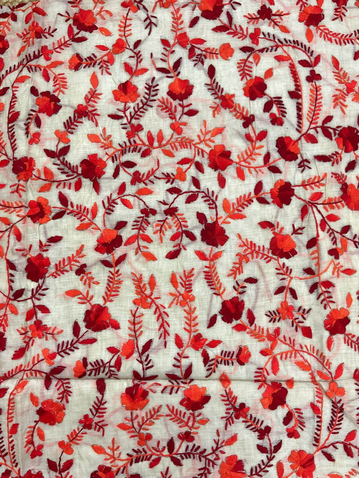 Soft Chanderi Embroidered Only Kurta Fabric - Beige