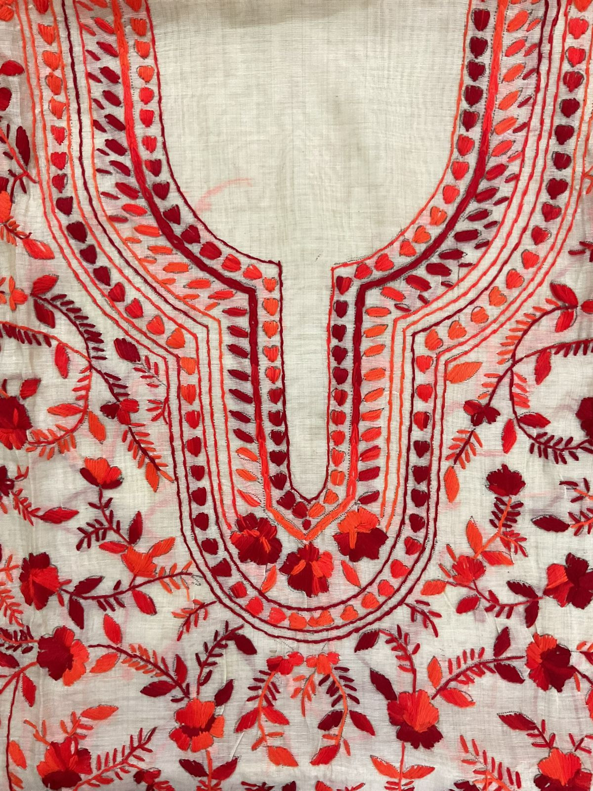 Soft Chanderi Embroidered Only Kurta Fabric - Beige