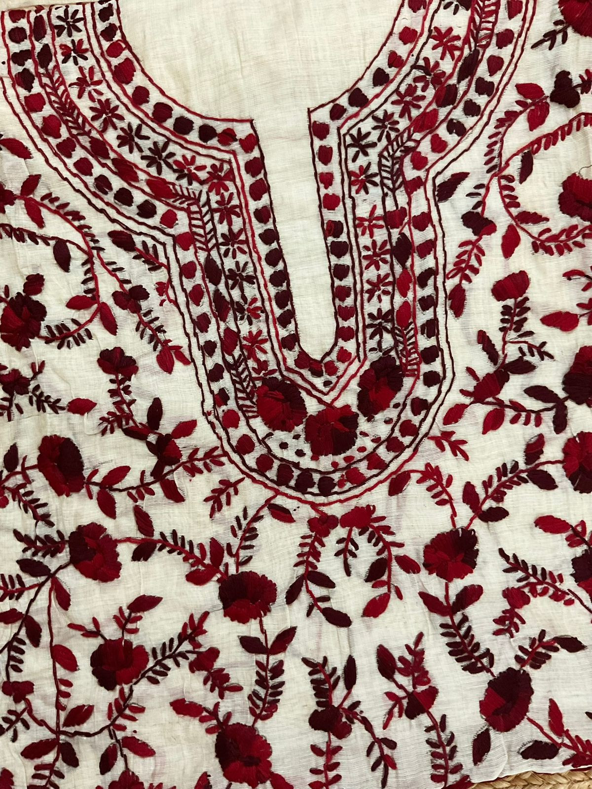 Soft Chanderi Embroidered Only Kurta Fabric - Beige