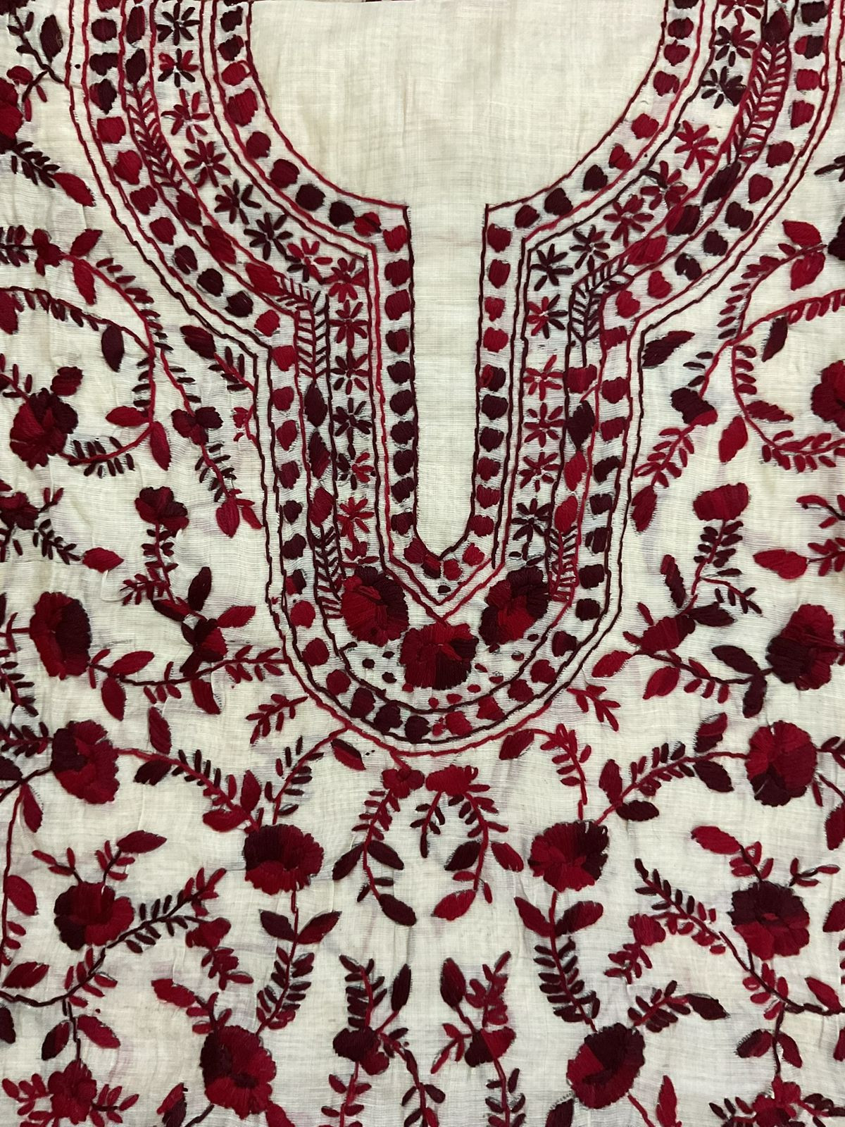 Soft Chanderi Embroidered Only Kurta Fabric - Beige