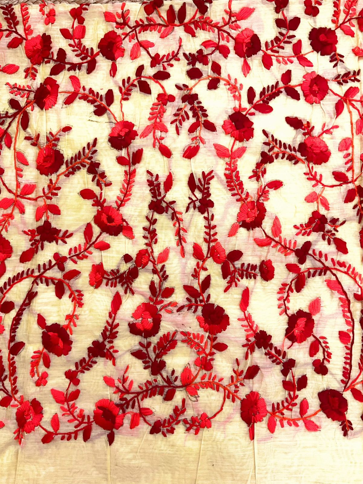 Soft Chanderi Embroidered Only Kurta Fabric - Beige