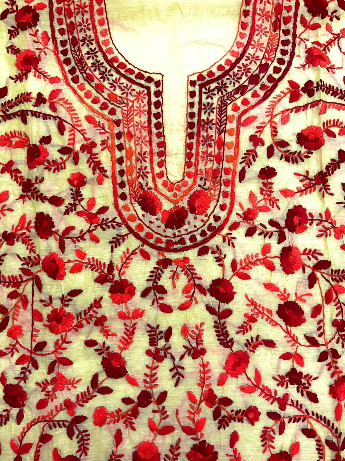 Soft Chanderi Embroidered Only Kurta Fabric - Beige