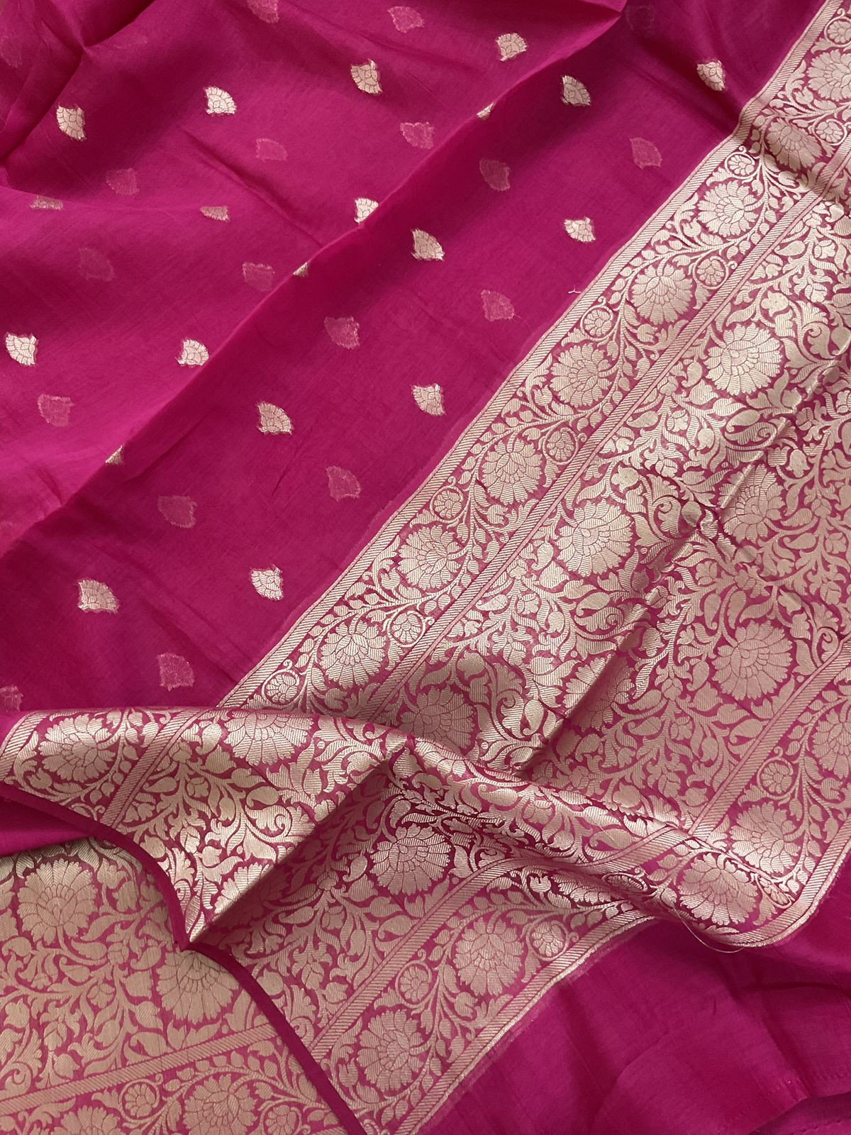 Pure Mul Chanderi Banarasi Weaved Suit - Pink