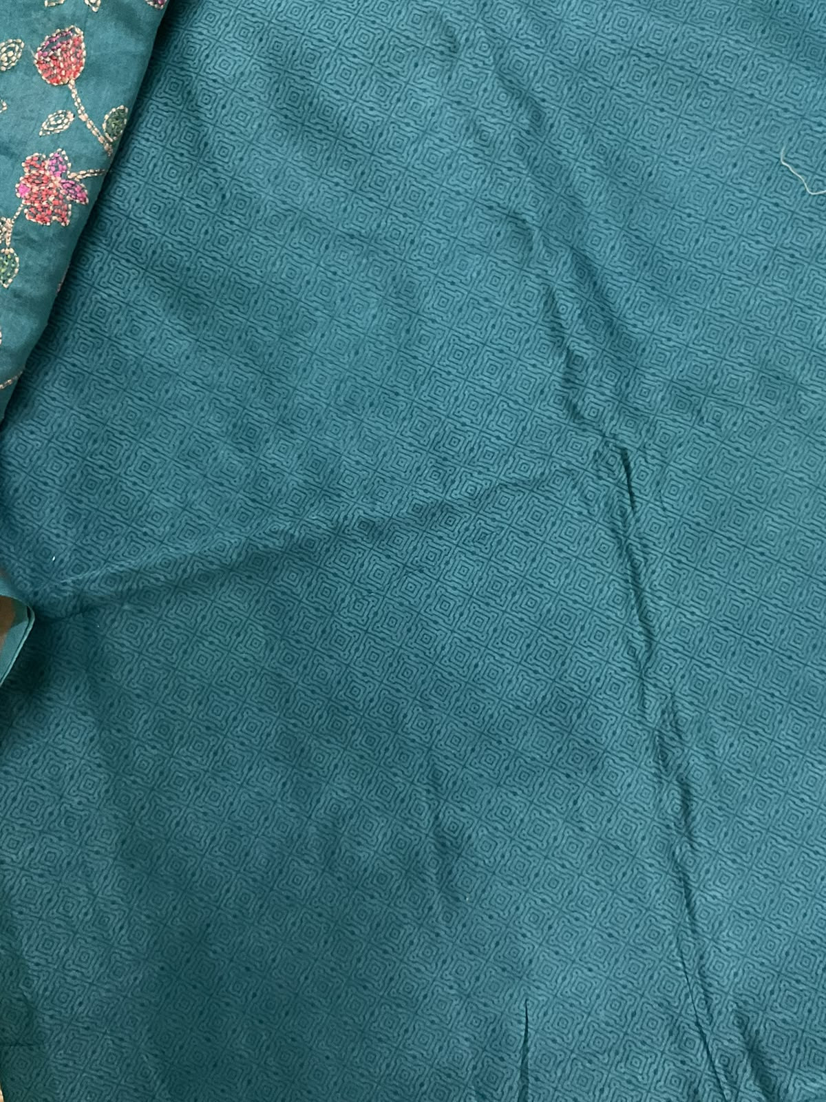 Pure Chanderi Printed Embroidered Suit - Blue