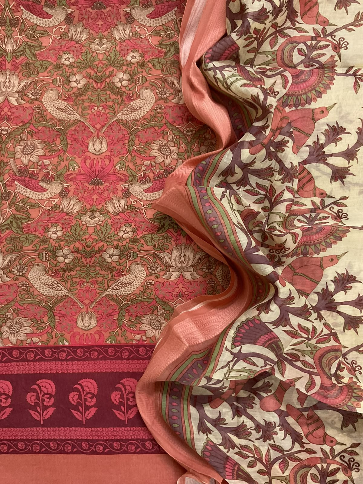 Pure Mul Chanderi Printed Suit - Pink