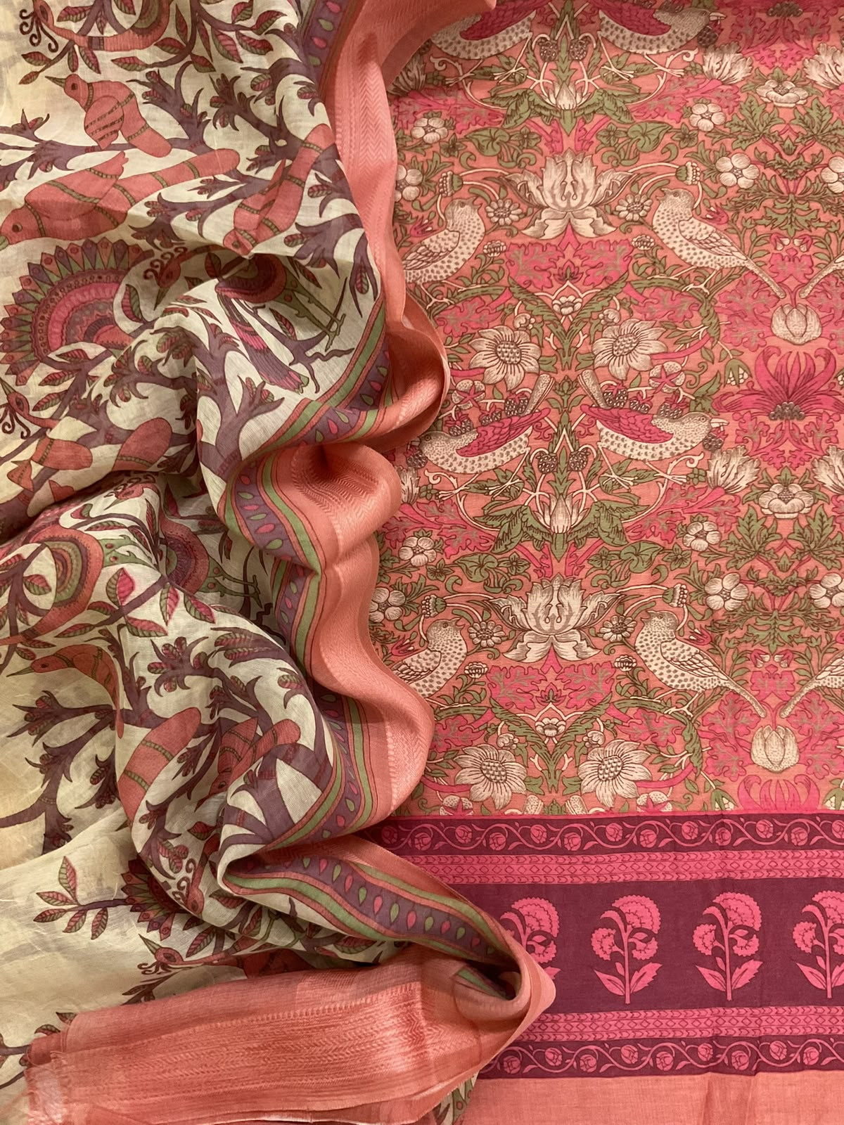 Pure Mul Chanderi Printed Suit - Pink