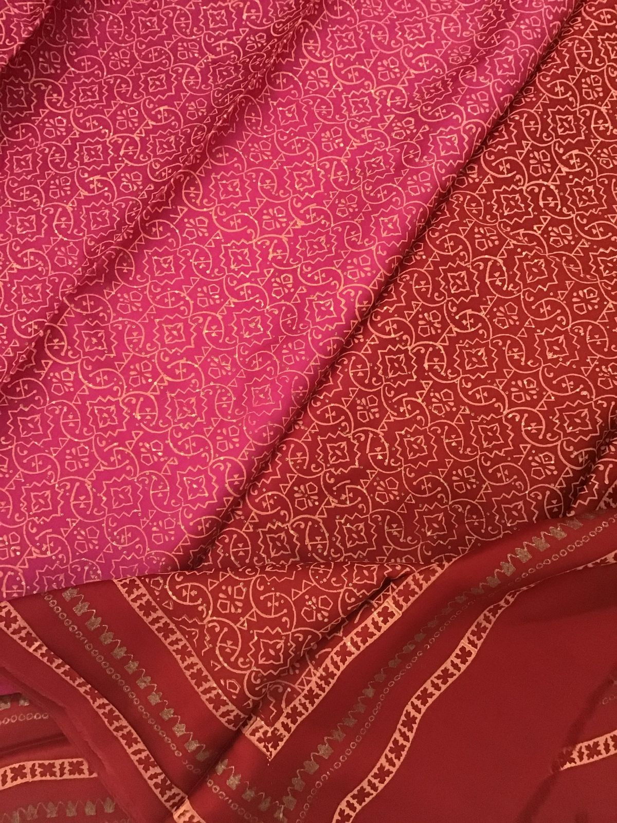 Pure Cotton Satin Printed Suit - Pink