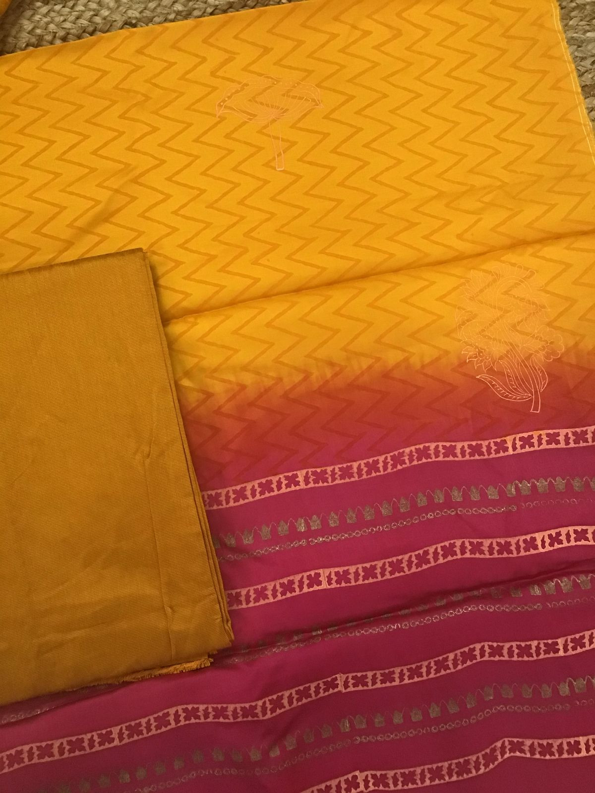Pure Cotton Satin Printed Suit - Yellow