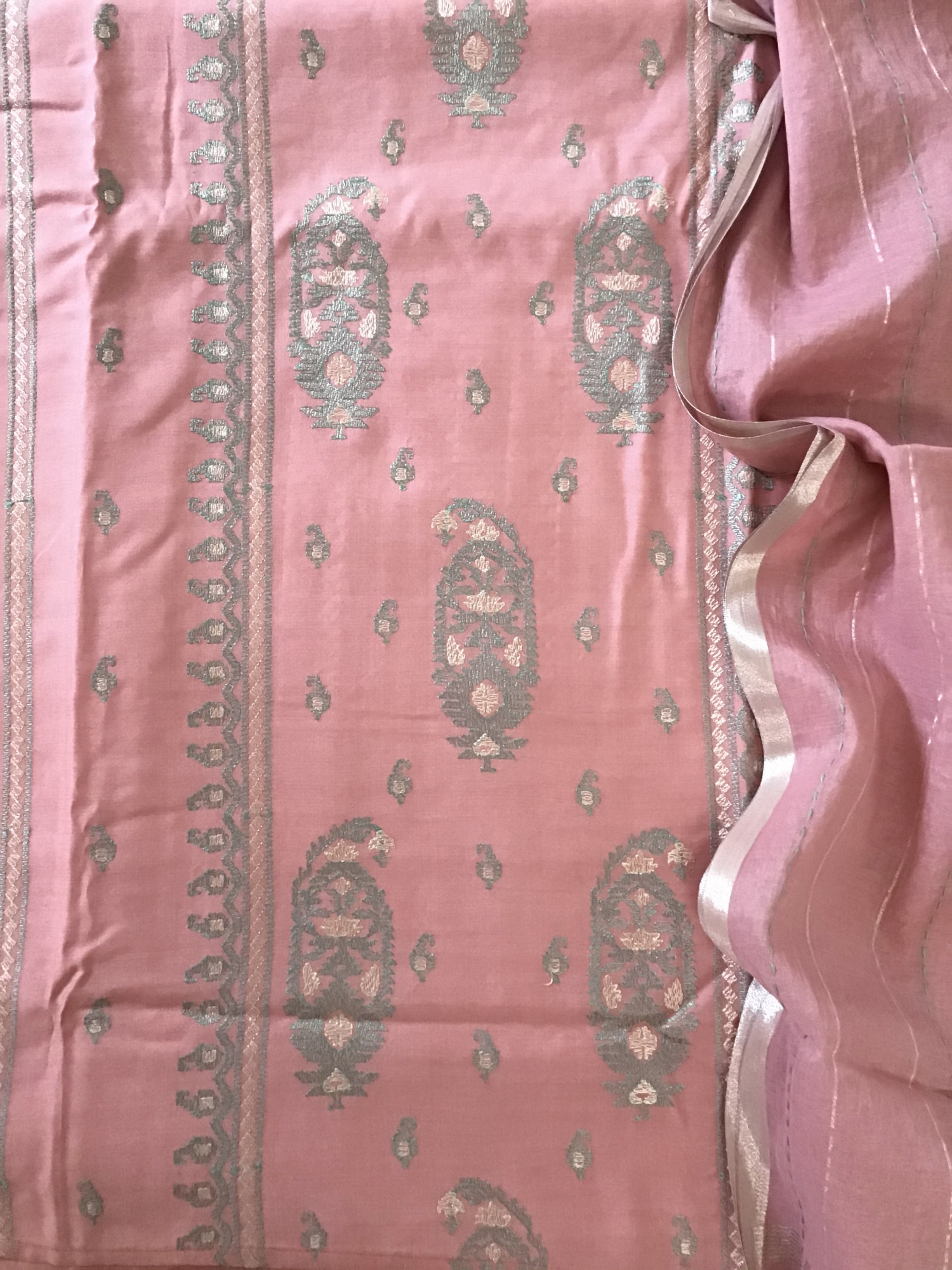Pure Chanderi Embroidered Suit - Pink