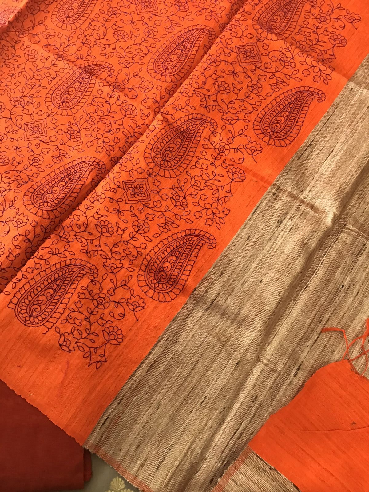 Pure Chanderi Banarasi Weaved Suit With Pure Tussar Embroidered Dupatta - Beige