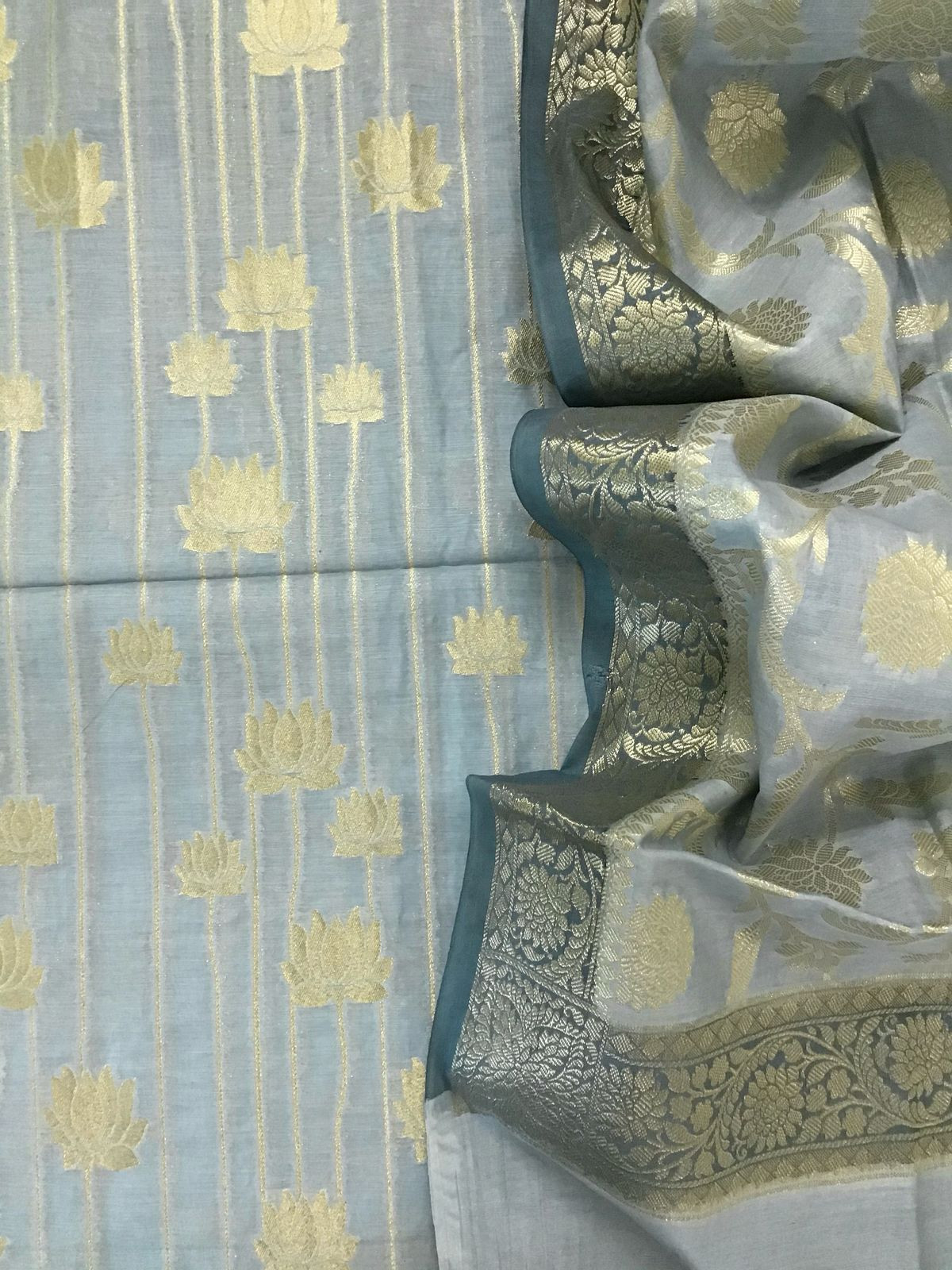 Soft Chanderi Banarasi Weaved Suit - Grey
