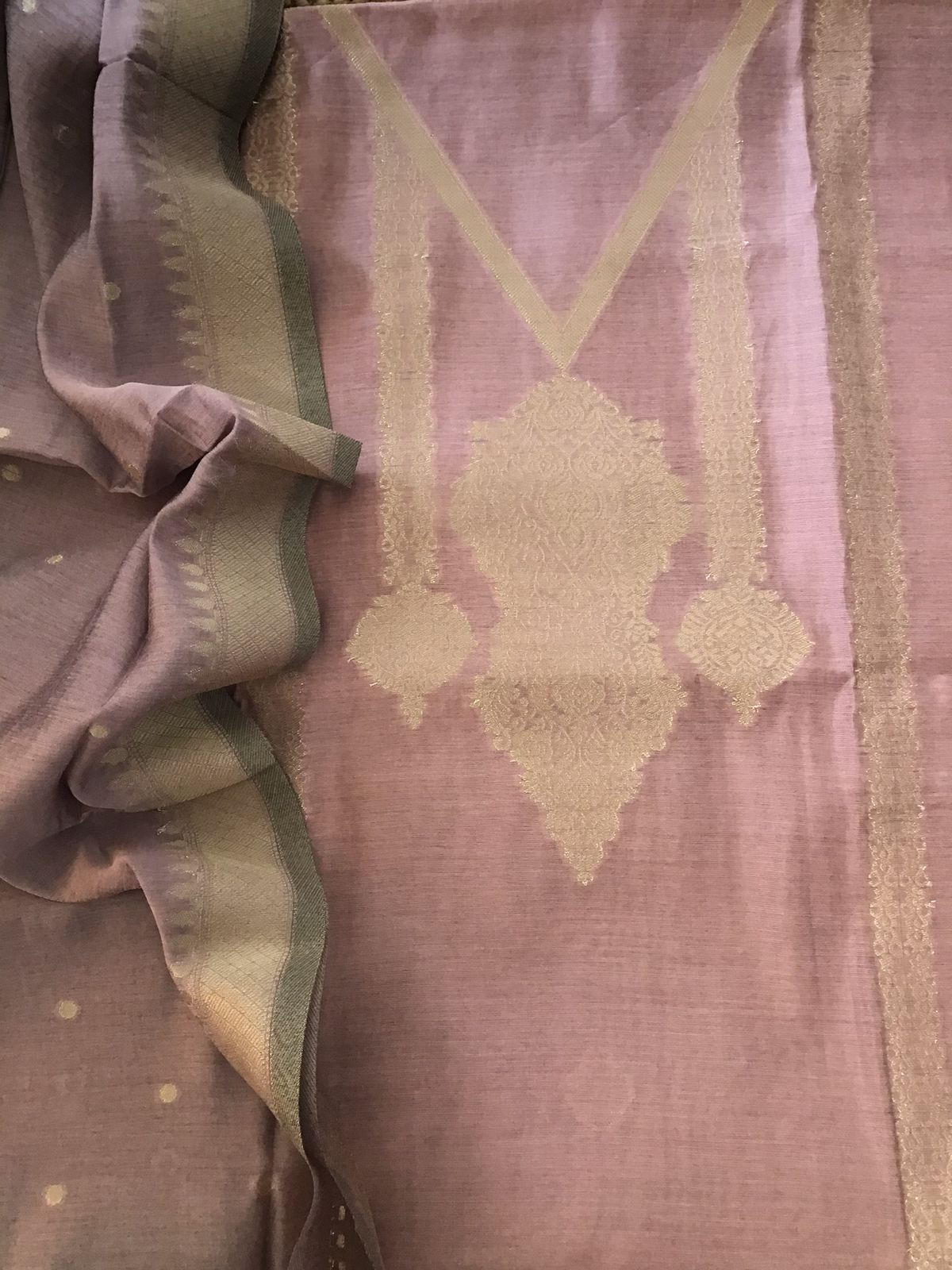 Soft Chanderi Banarasi Weaved Suit - Pink