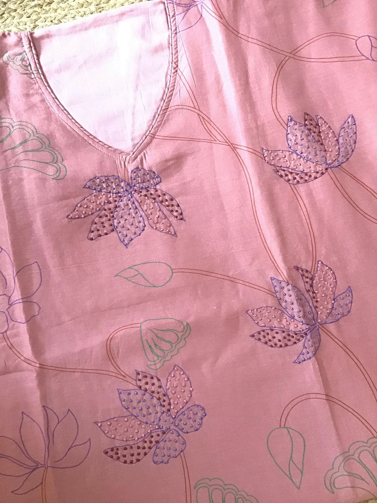 Pure Mul Chanderi Embroidered Suit - Pink