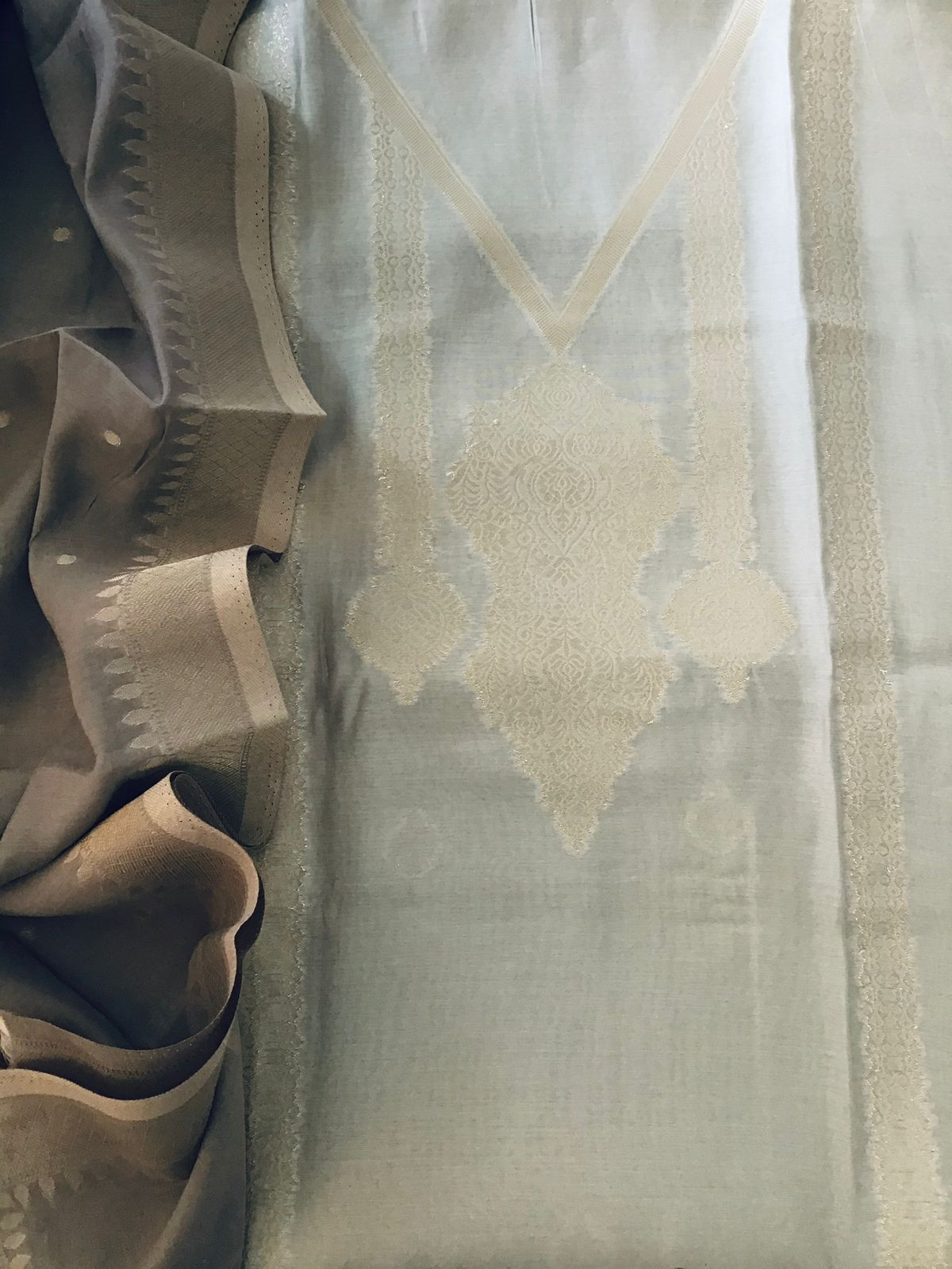 Soft Chanderi Banarasi Weaved Suit - Grey