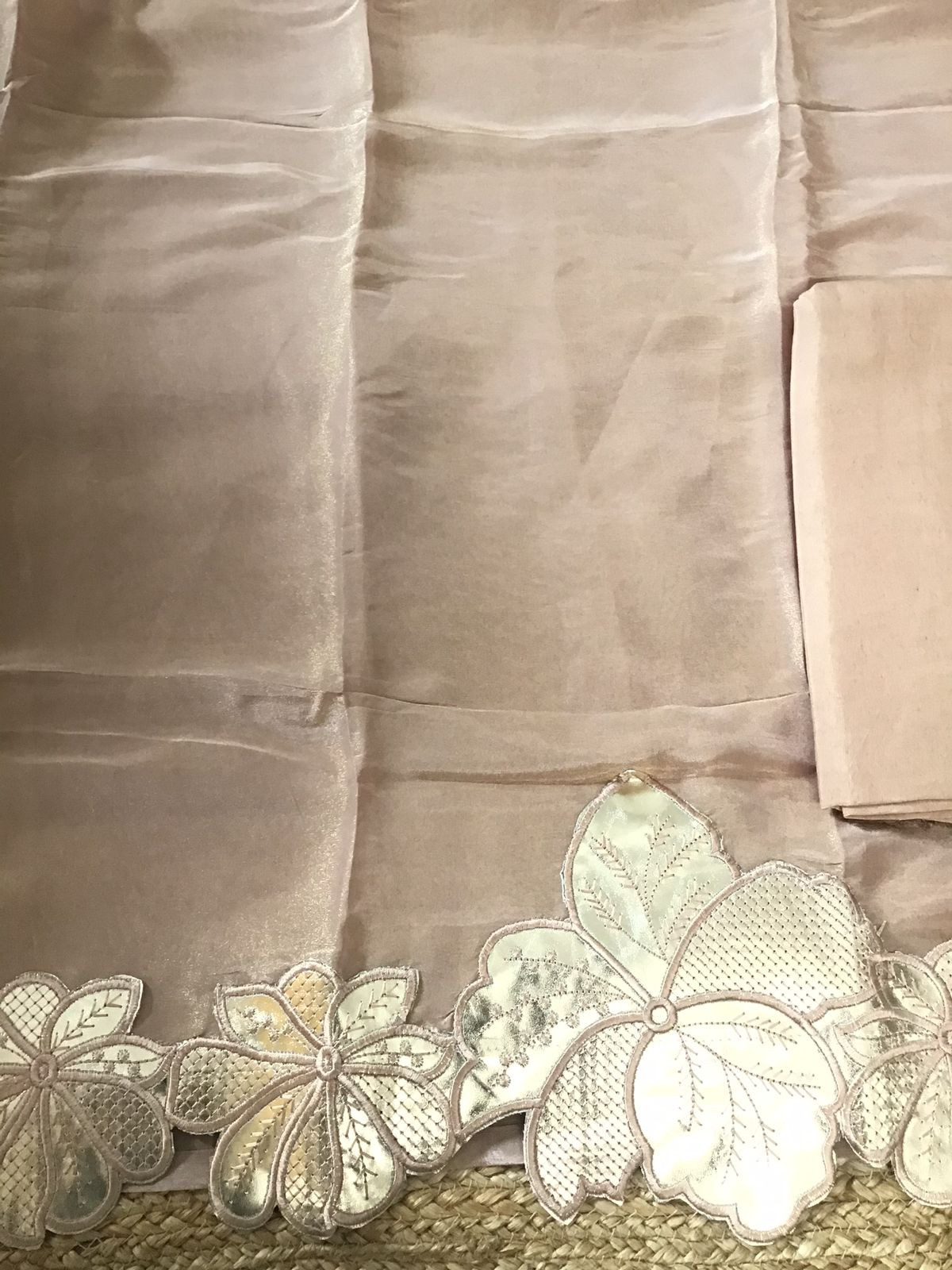 Soft Shimmer Silk Leather Work Suit - Beige