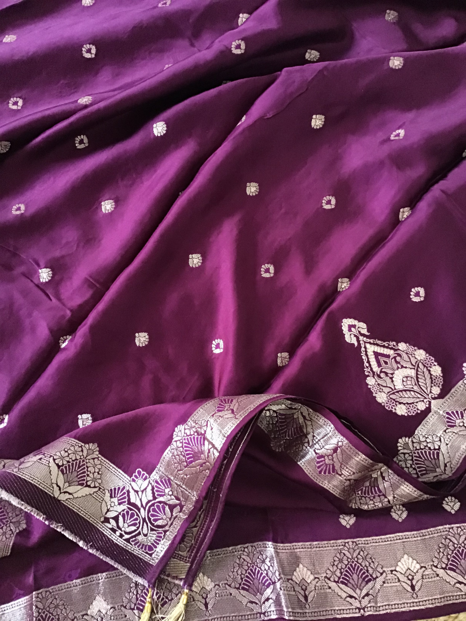 Pure Upada Silk Self Weaved Banarasi Weaved Suit - Magenta