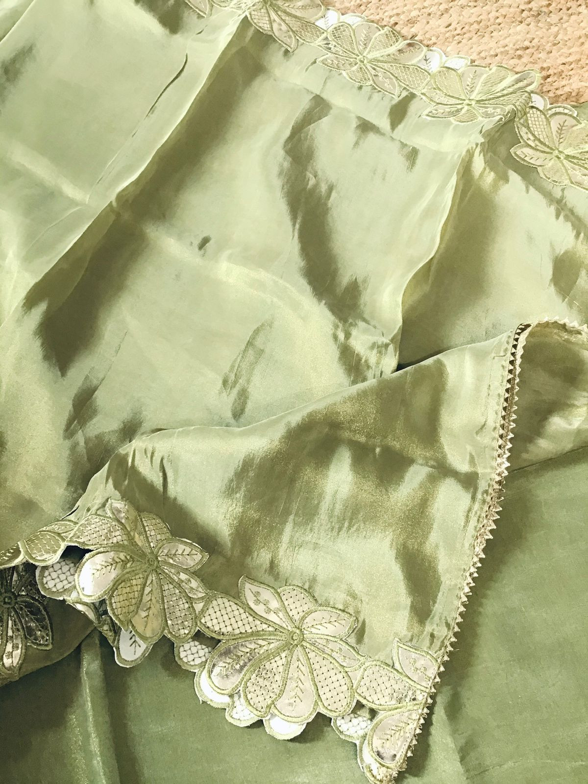 Soft Shimmer Silk Leather Work Suit - Green