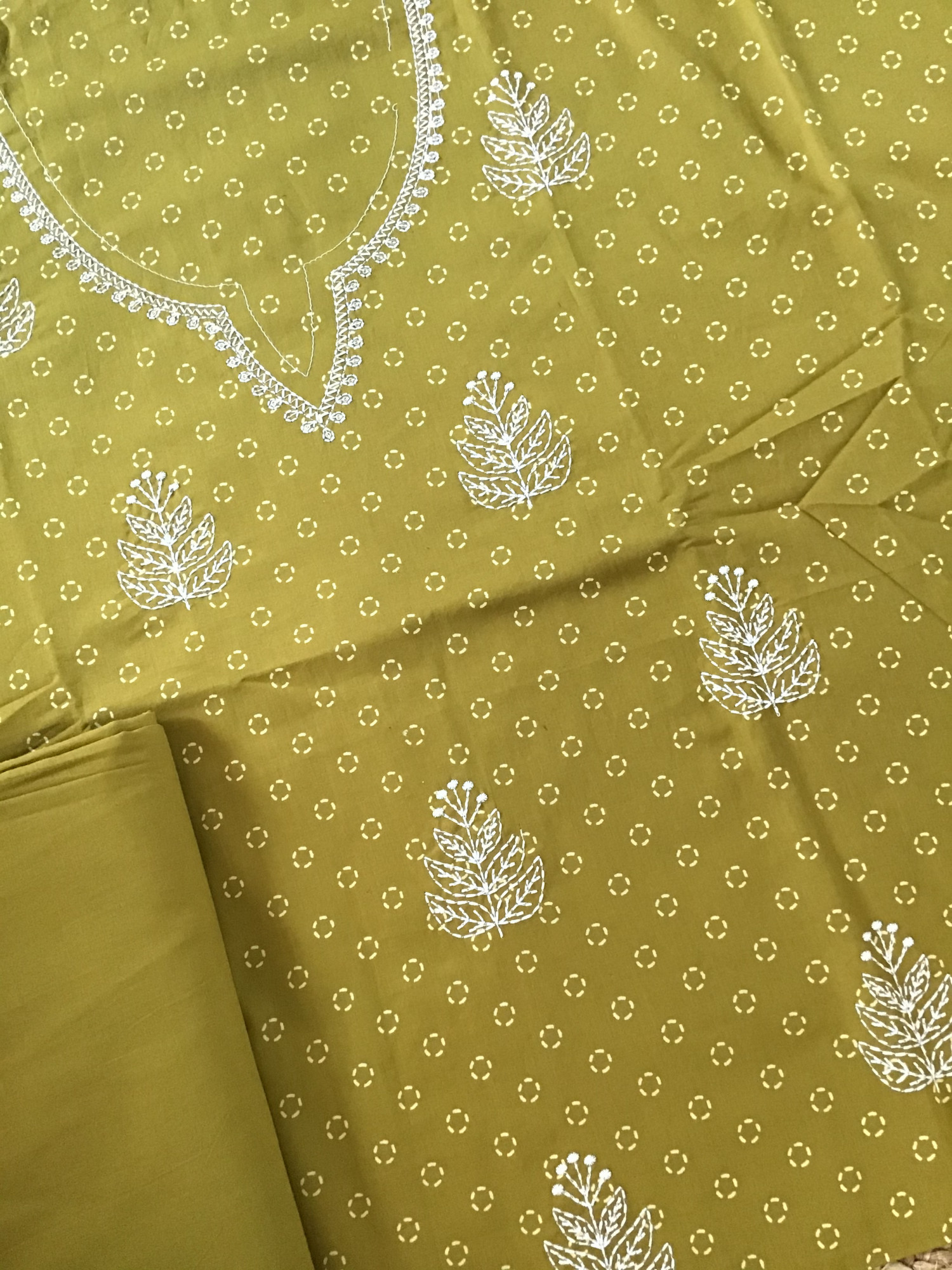 Pure Cotton Printed Embroidered Suit - Yellow