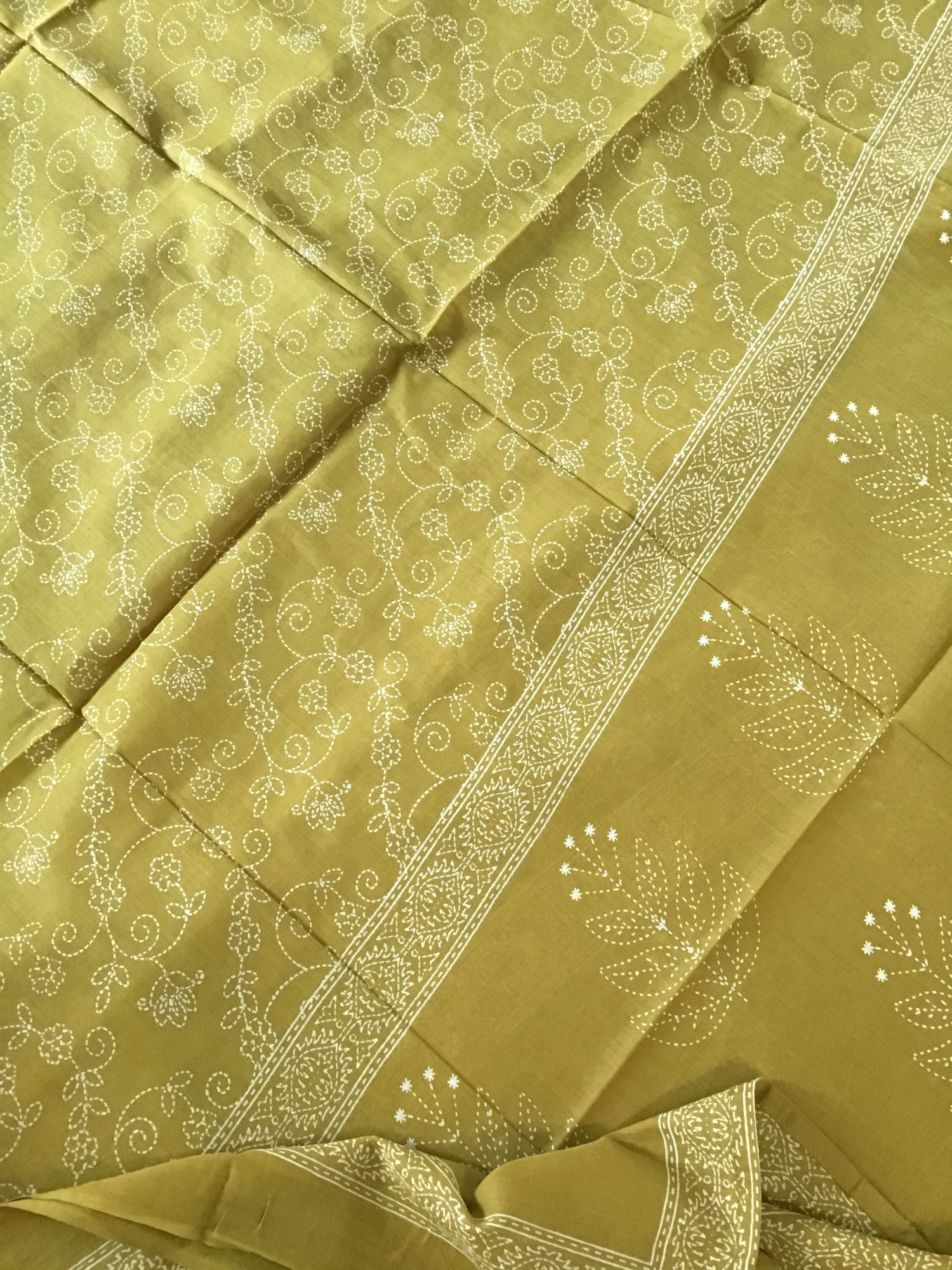 Pure Cotton Printed Embroidered Suit - Yellow